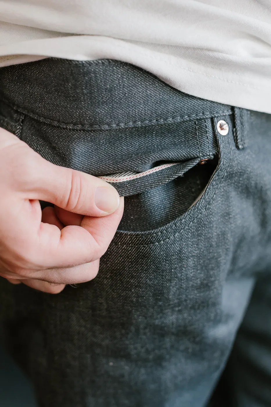 0306-70G - 14oz - Grey Selvedge Denim - Tight Tapered