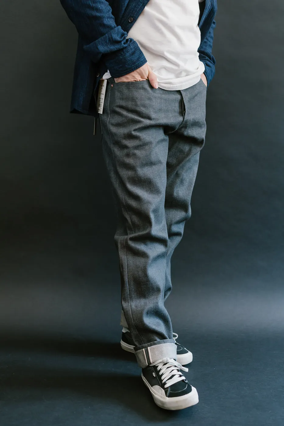 0605-70G - 14oz - Grey Selvedge Denim - Natural Tapered