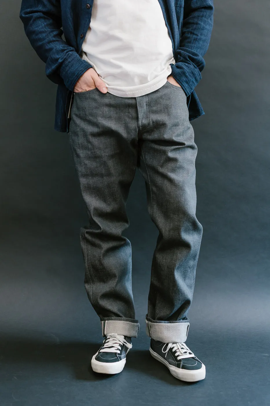 0605-70G - 14oz - Grey Selvedge Denim - Natural Tapered