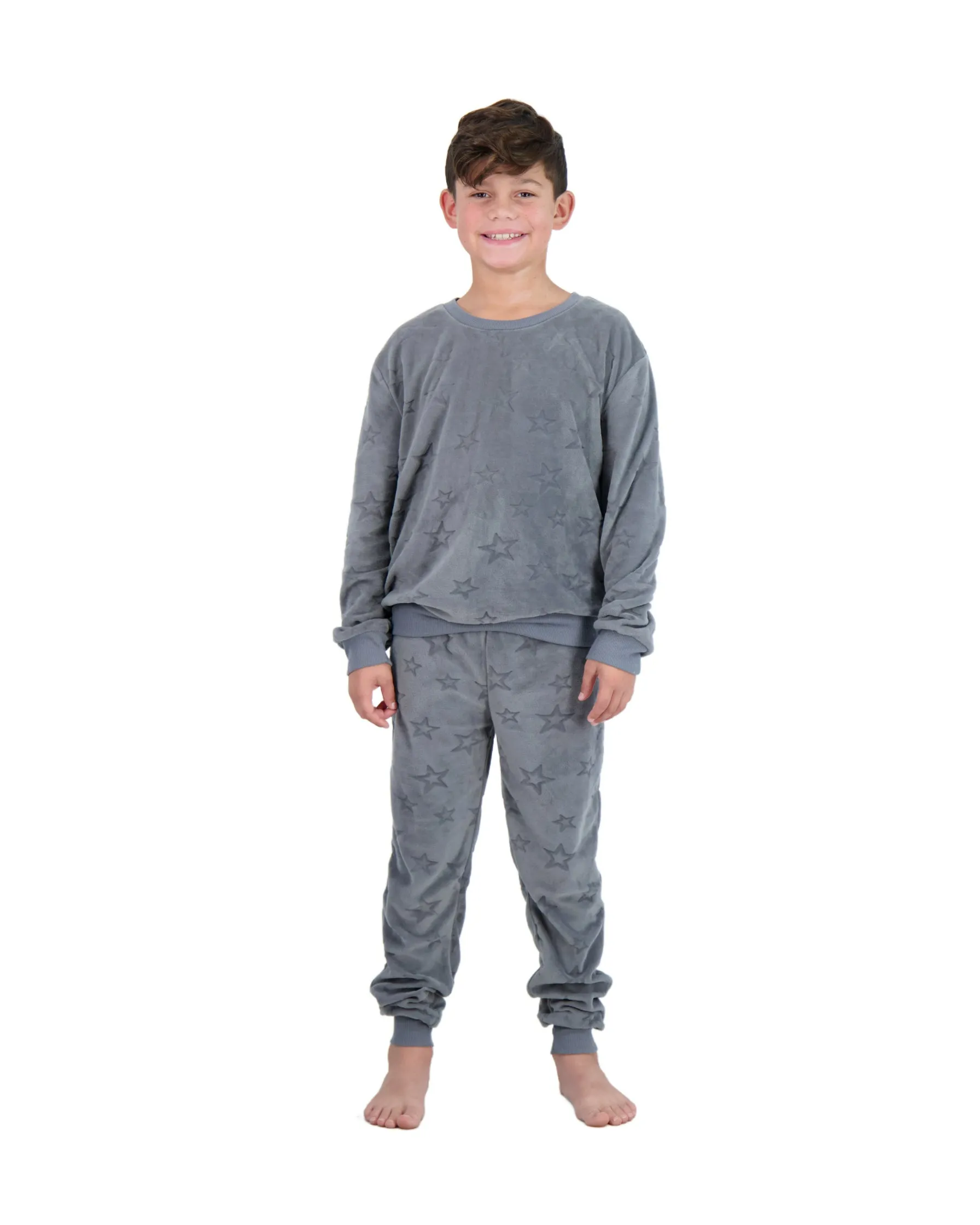 2-Boys Piece Velour Pajama Sets- Stars, Gray Pajama Sets for Toddlers and Boys