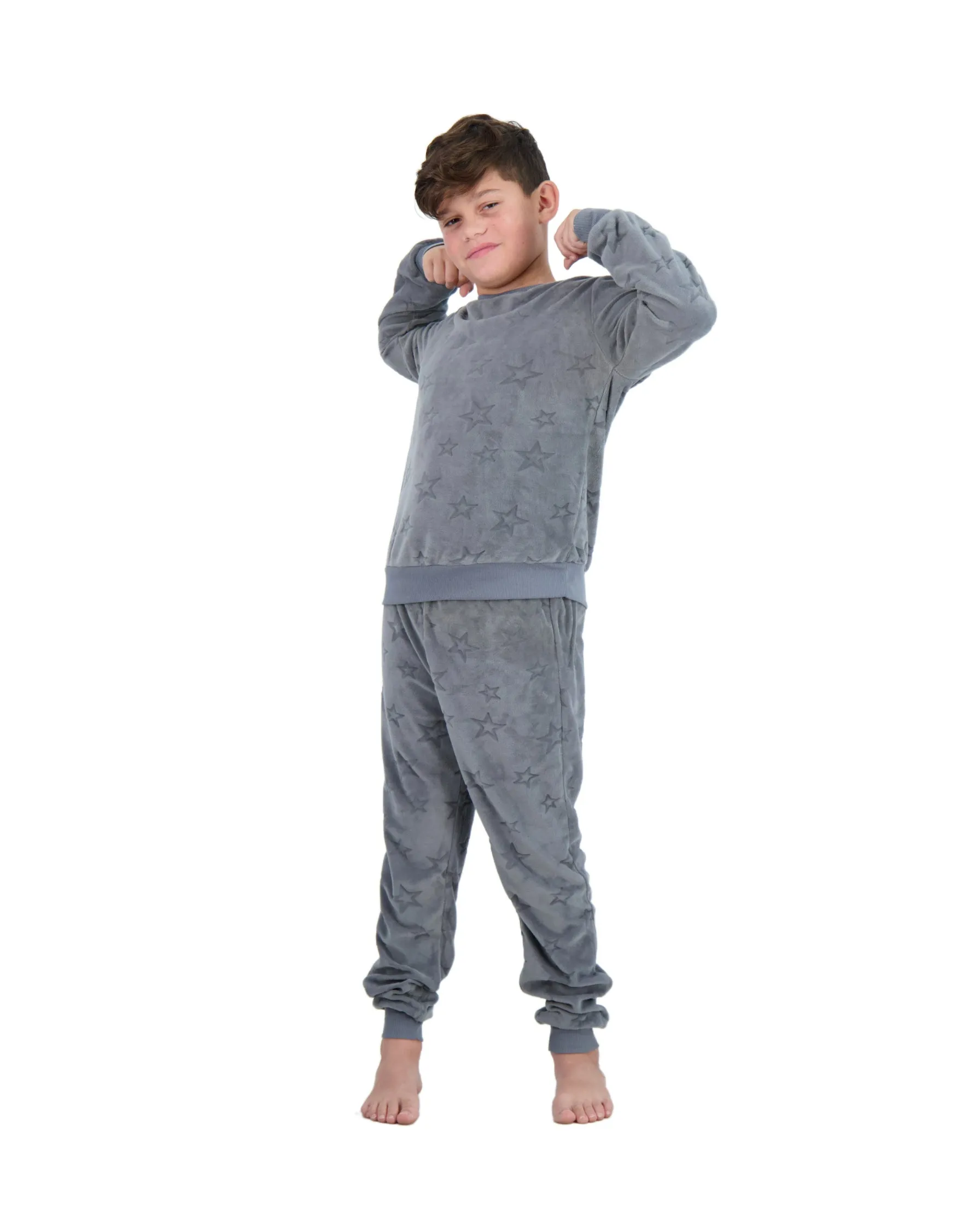 2-Boys Piece Velour Pajama Sets- Stars, Gray Pajama Sets for Toddlers and Boys