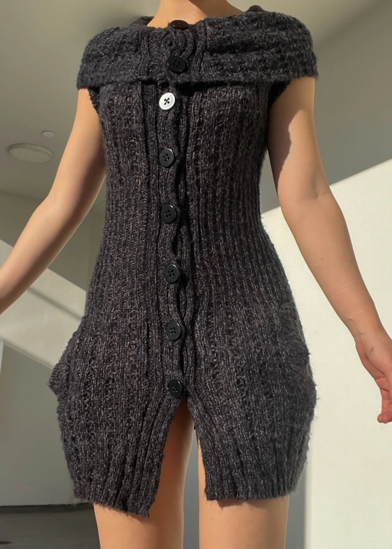 2000's Charcoal Knit Mini Dress (S)