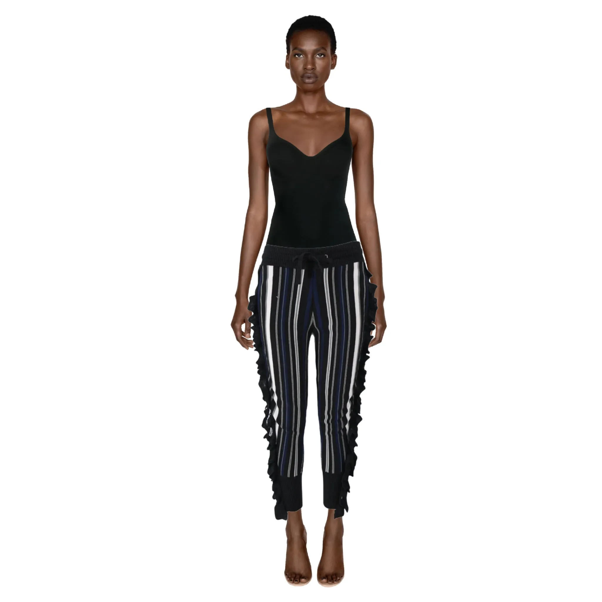 3.1 PHILLIP LIM Black, Blue, & White Striped Knit Joggers |  XS