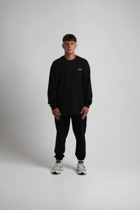 44 APPAREL OVERSIZED LONG SLEEVE T-SHIRT - WASHED BLACK