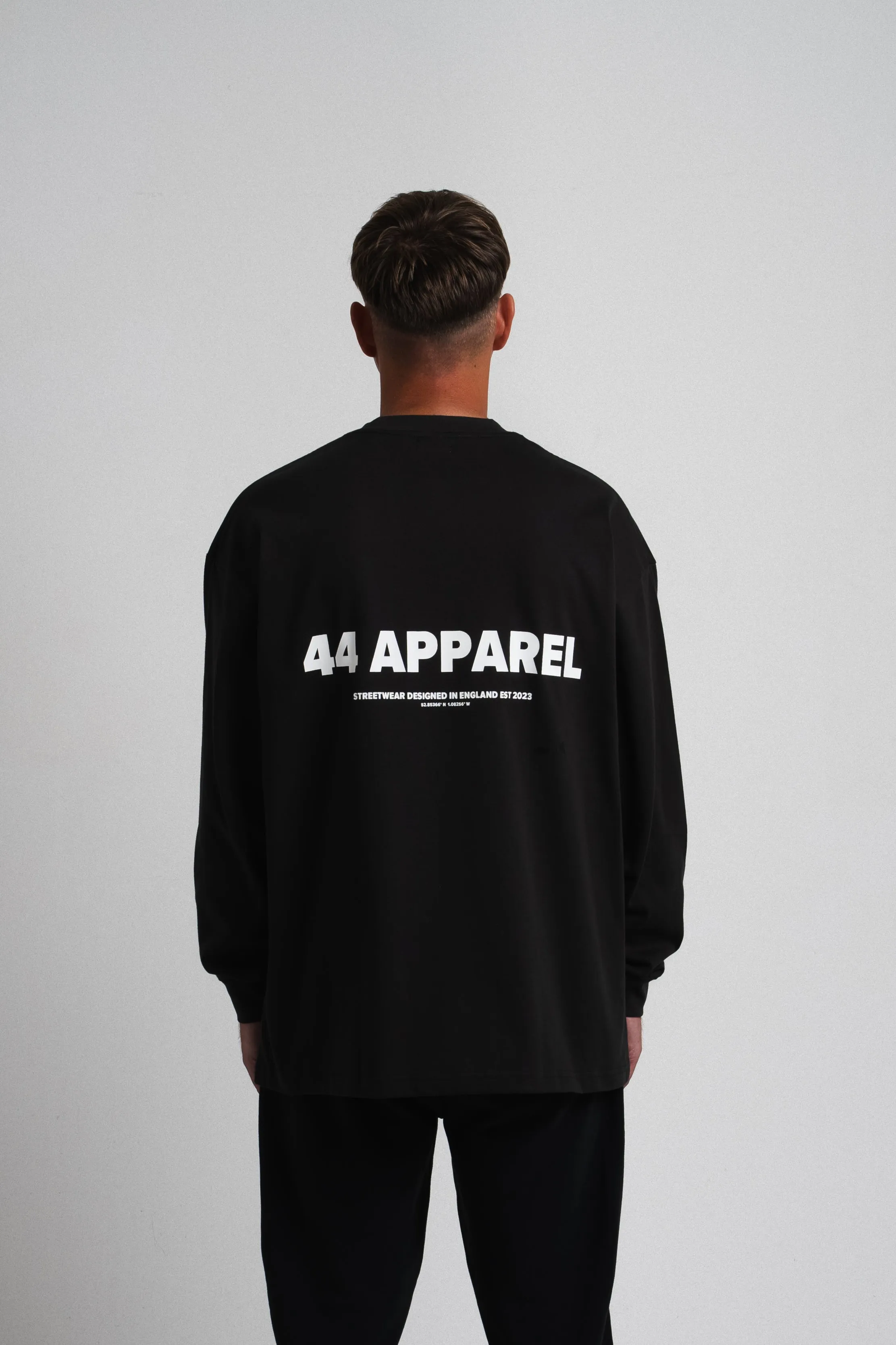 44 APPAREL OVERSIZED LONG SLEEVE T-SHIRT - WASHED BLACK