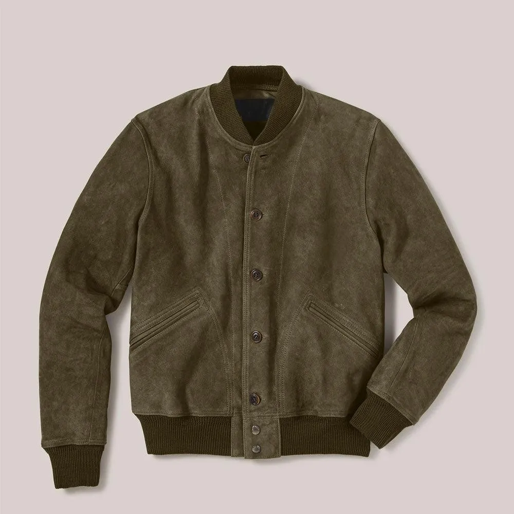 A1 Sheepskin Suede Bomber Jacket for Men