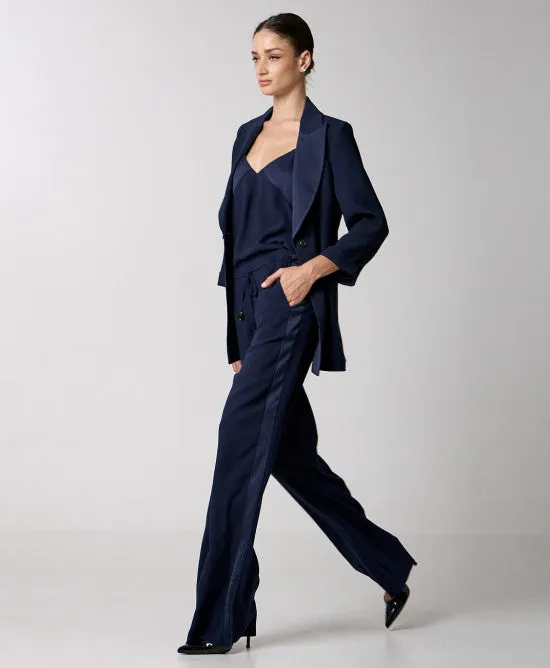 Access Fashion Navy Wide Leg Pants With Decorative Detail