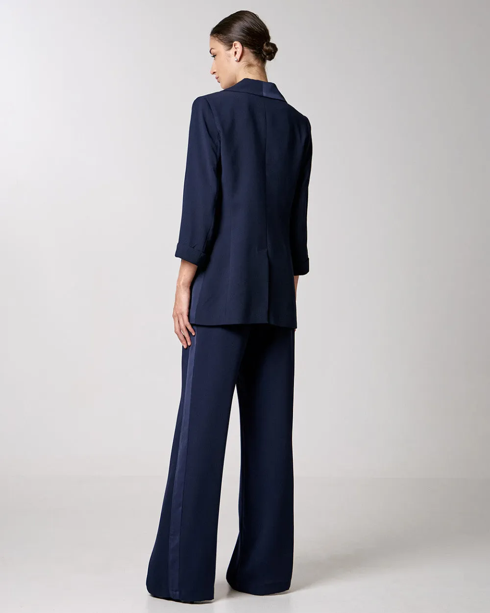 Access Fashion Navy Wide Leg Pants With Decorative Detail