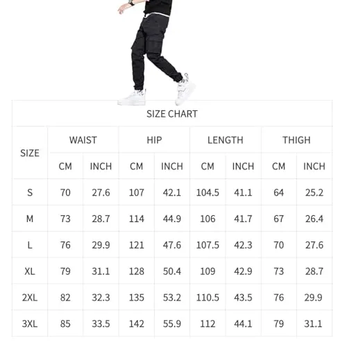 AIFARLD Mens Casual Joggers Pants Cargo Pants for Men Multi Pockets Tapered Sweatpants Drawstring Stretch Elastic Waist