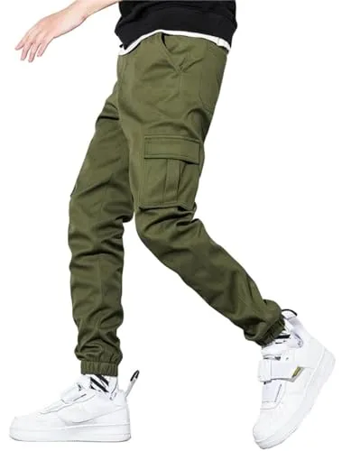 AIFARLD Mens Casual Joggers Pants Cargo Pants for Men Multi Pockets Tapered Sweatpants Drawstring Stretch Elastic Waist