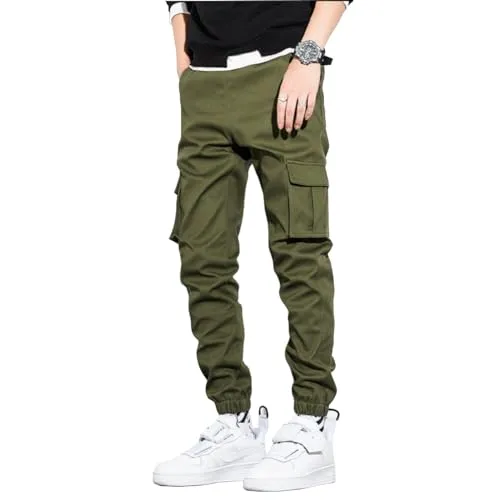 AIFARLD Mens Casual Joggers Pants Cargo Pants for Men Multi Pockets Tapered Sweatpants Drawstring Stretch Elastic Waist