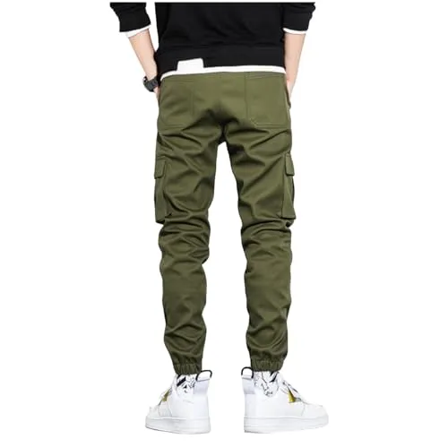 AIFARLD Mens Casual Joggers Pants Cargo Pants for Men Multi Pockets Tapered Sweatpants Drawstring Stretch Elastic Waist