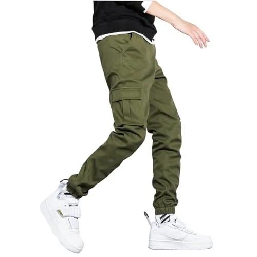 AIFARLD Mens Casual Joggers Pants Cargo Pants for Men Multi Pockets Tapered Sweatpants Drawstring Stretch Elastic Waist