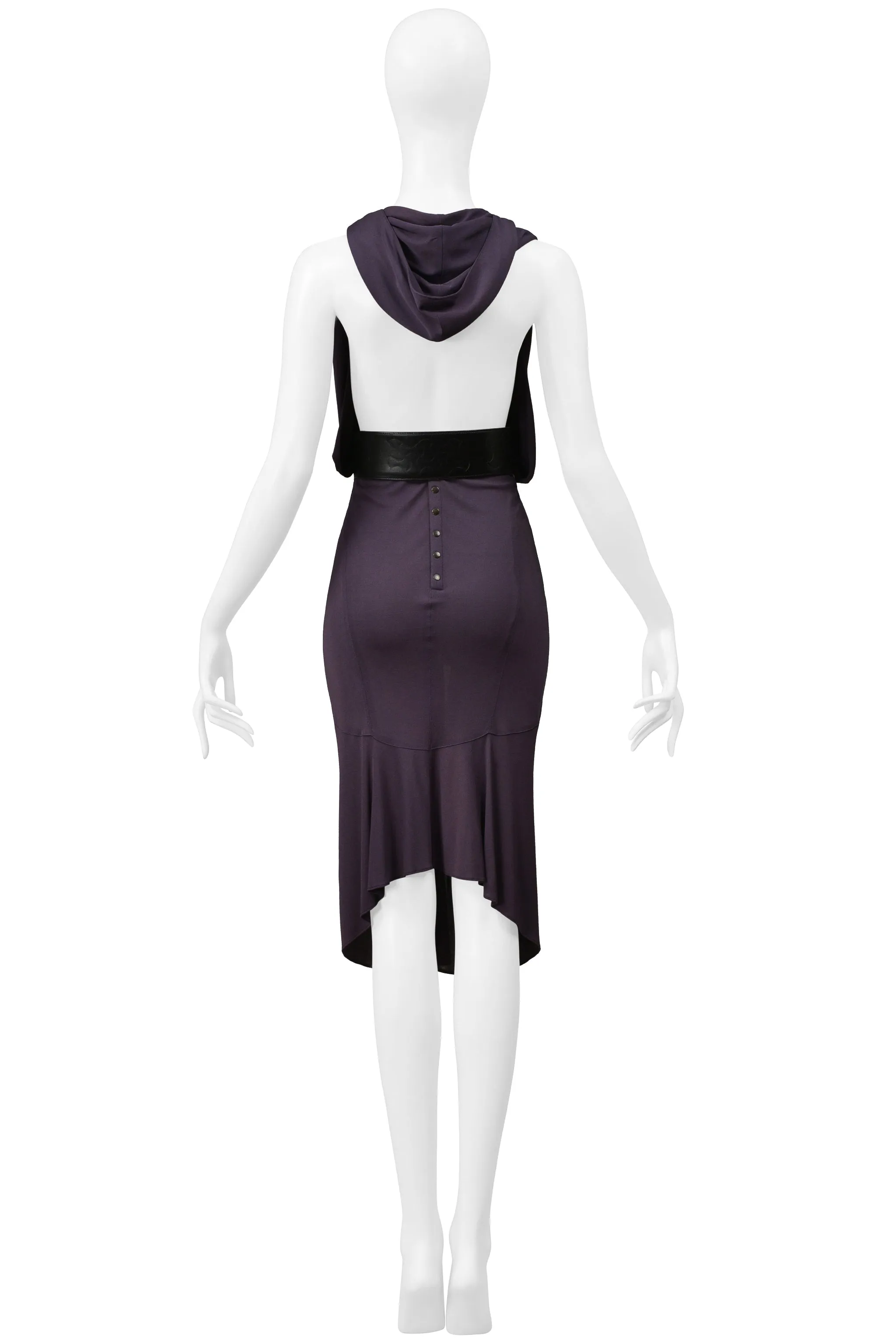 ALAIA PURPLE JERSEY HOODED DRESS 1984