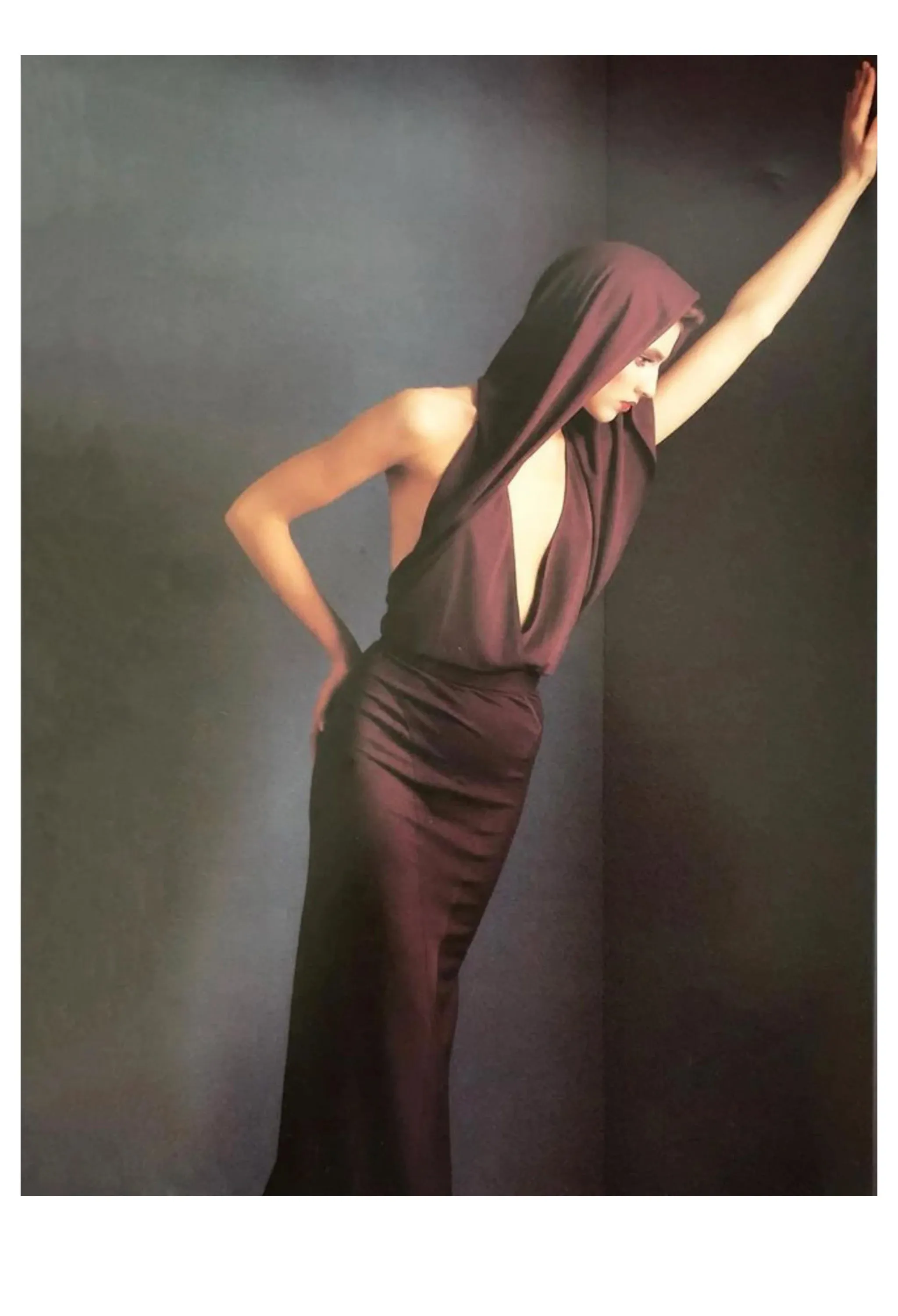 ALAIA PURPLE JERSEY HOODED DRESS 1984