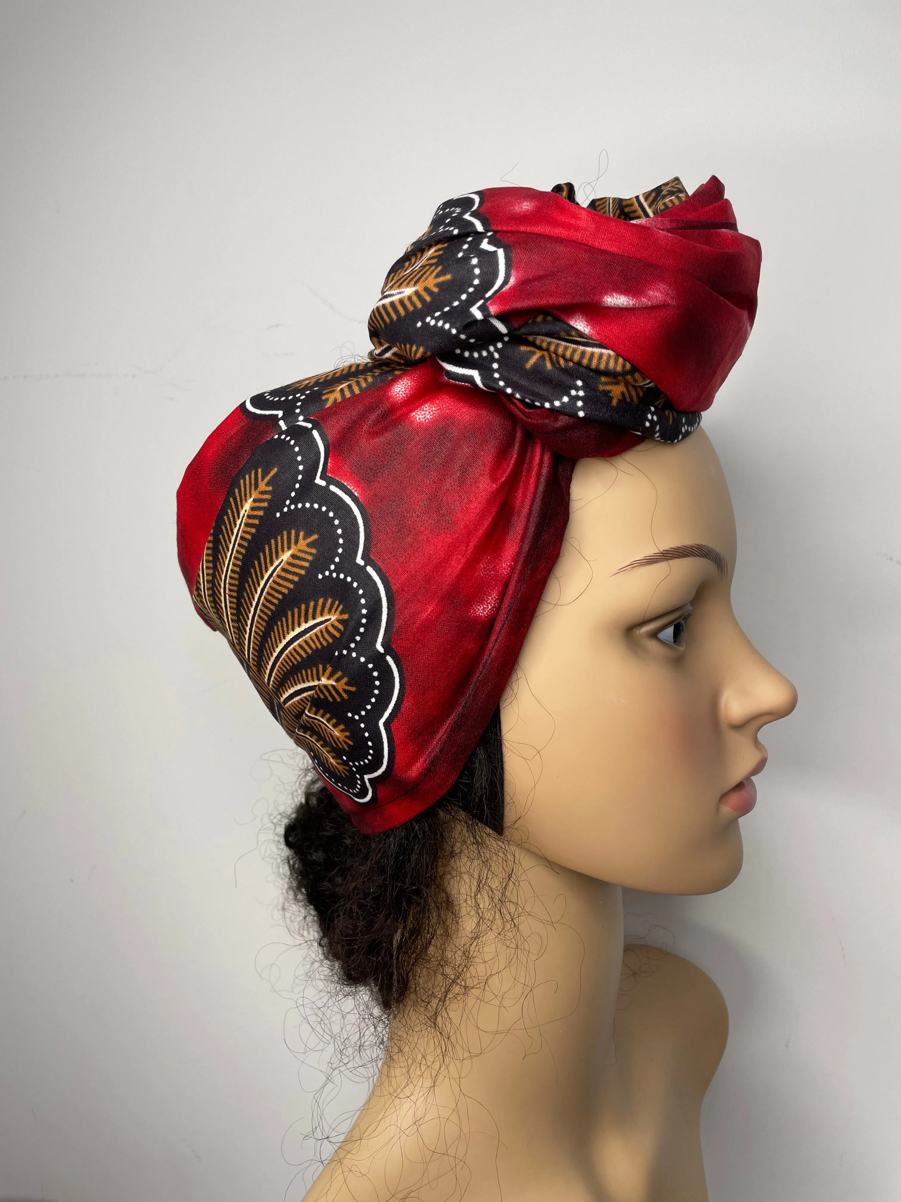 Amama Red Ankara Headwrap/Scarf