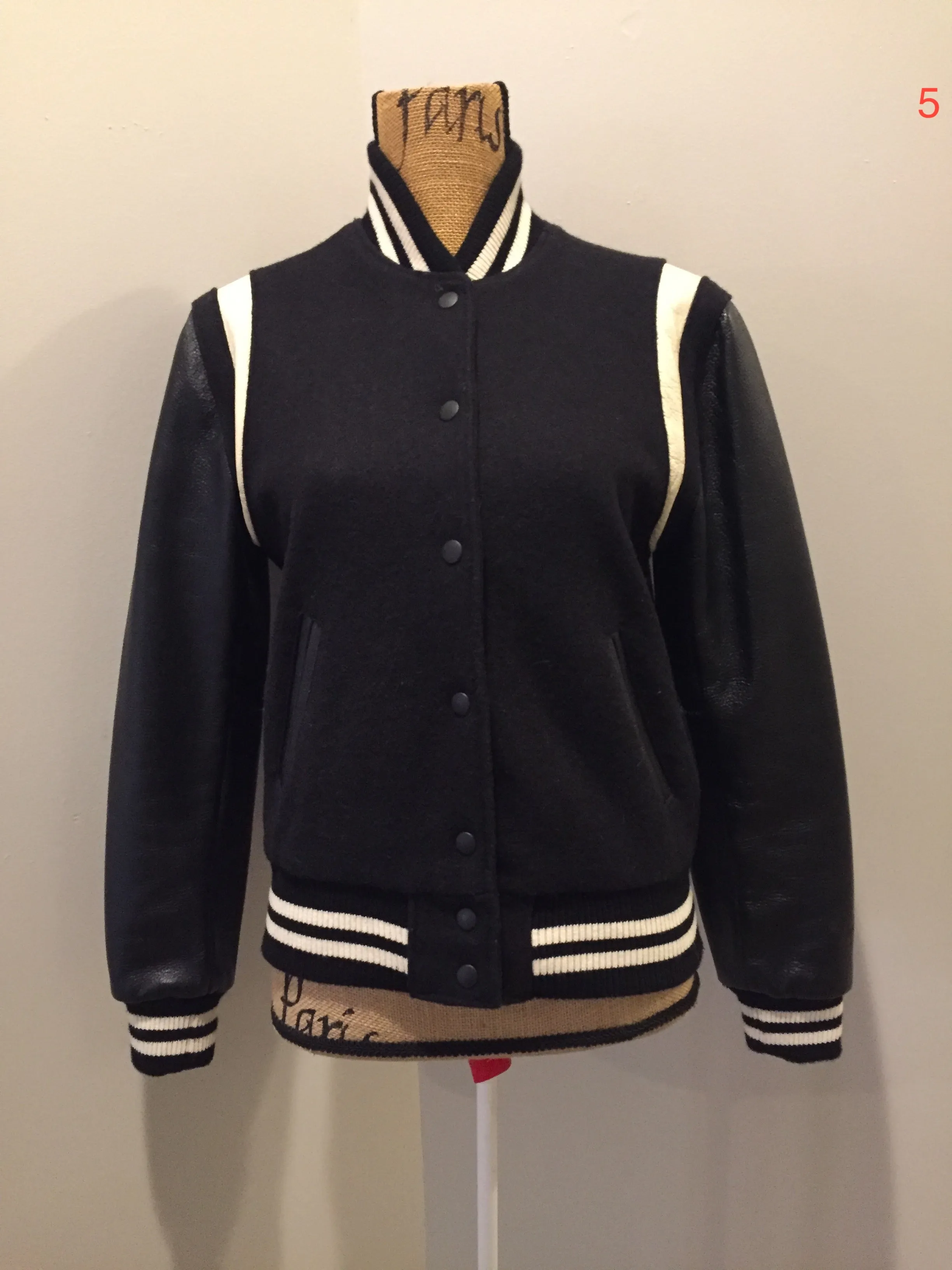 As New Classic Roots Mouton & Leather Varsity Jacket, Made in Canada, SOLD