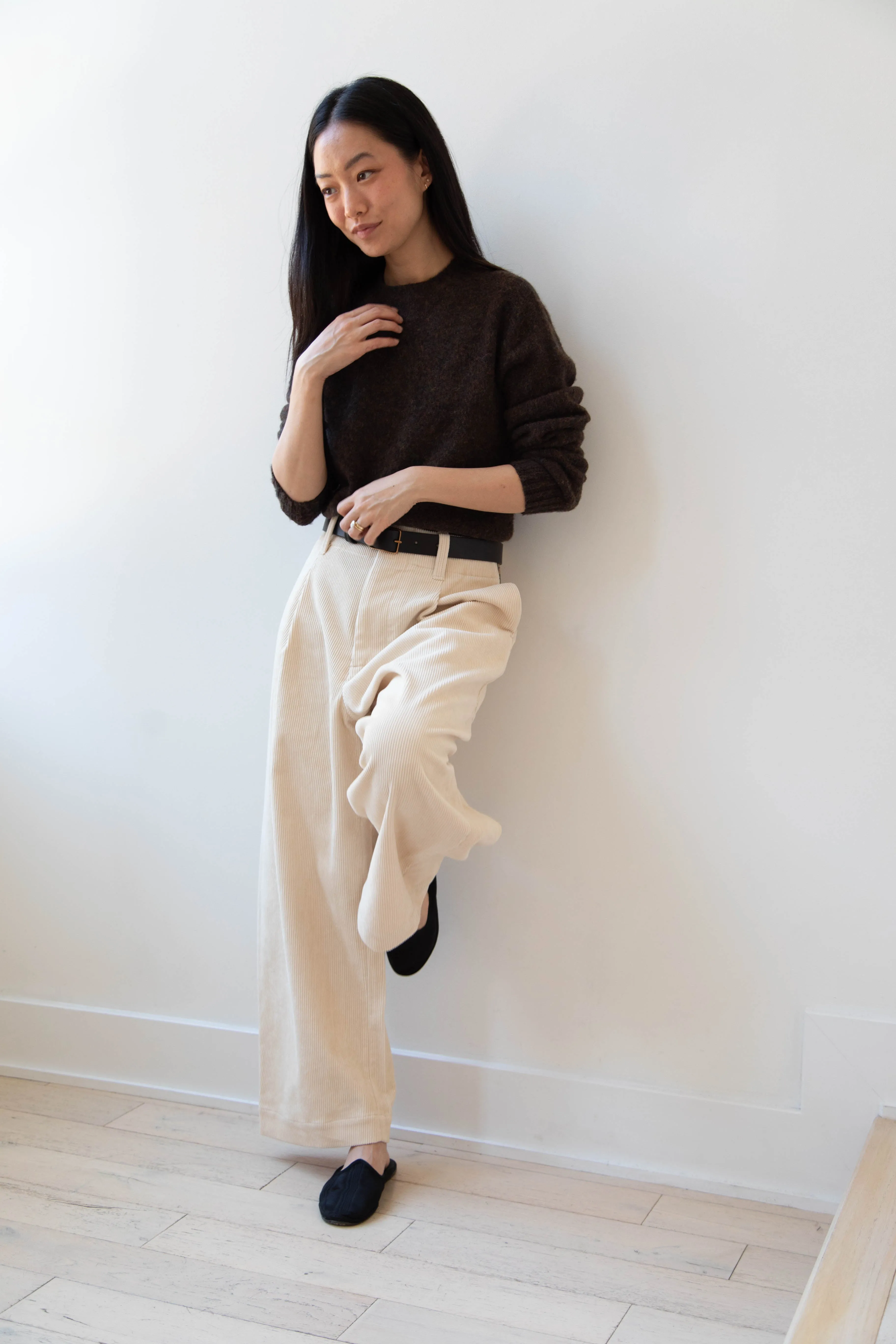 Aseedonclöud | HW Wide Corduroy Trousers in Off White