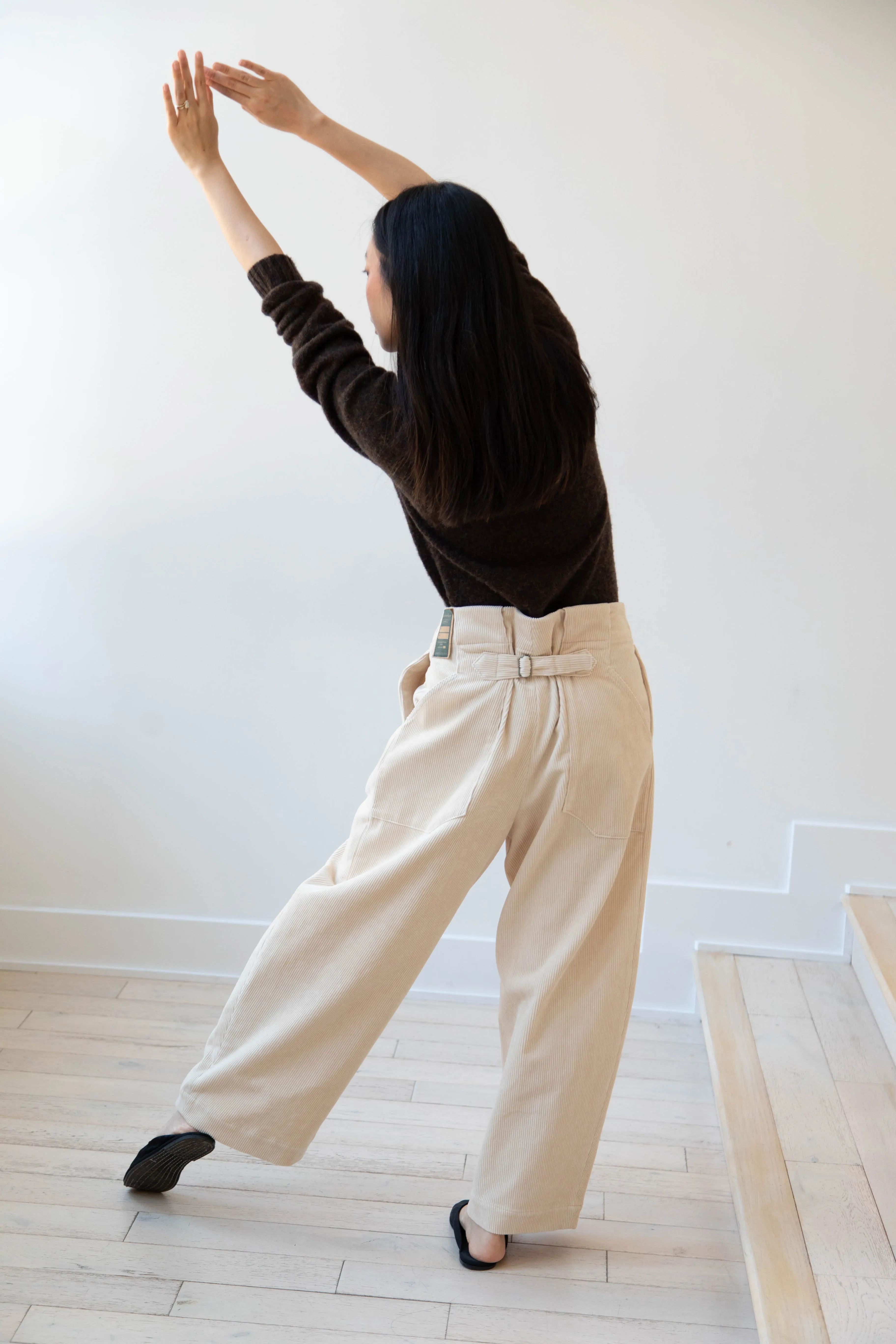 Aseedonclöud | HW Wide Corduroy Trousers in Off White