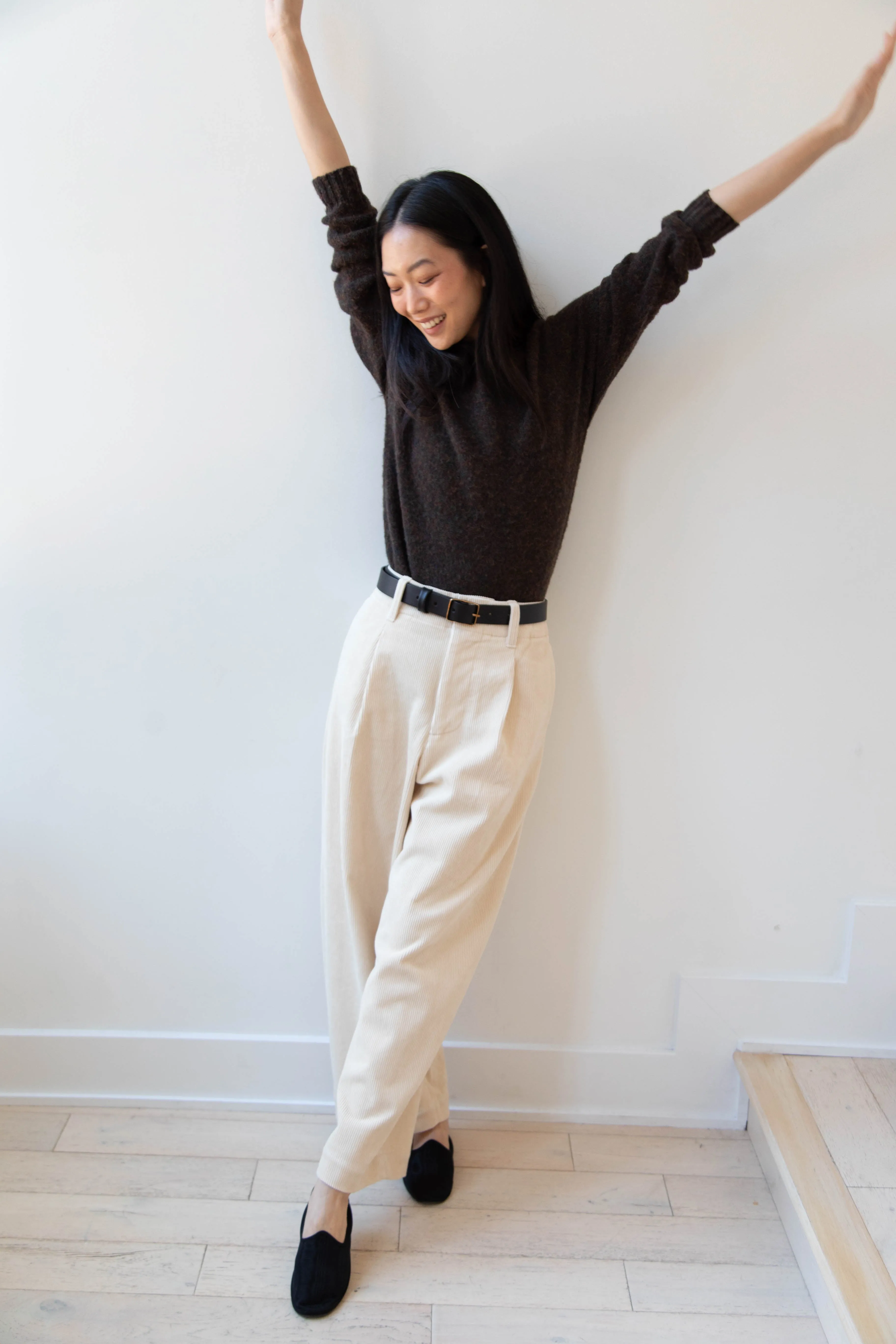 Aseedonclöud | HW Wide Corduroy Trousers in Off White