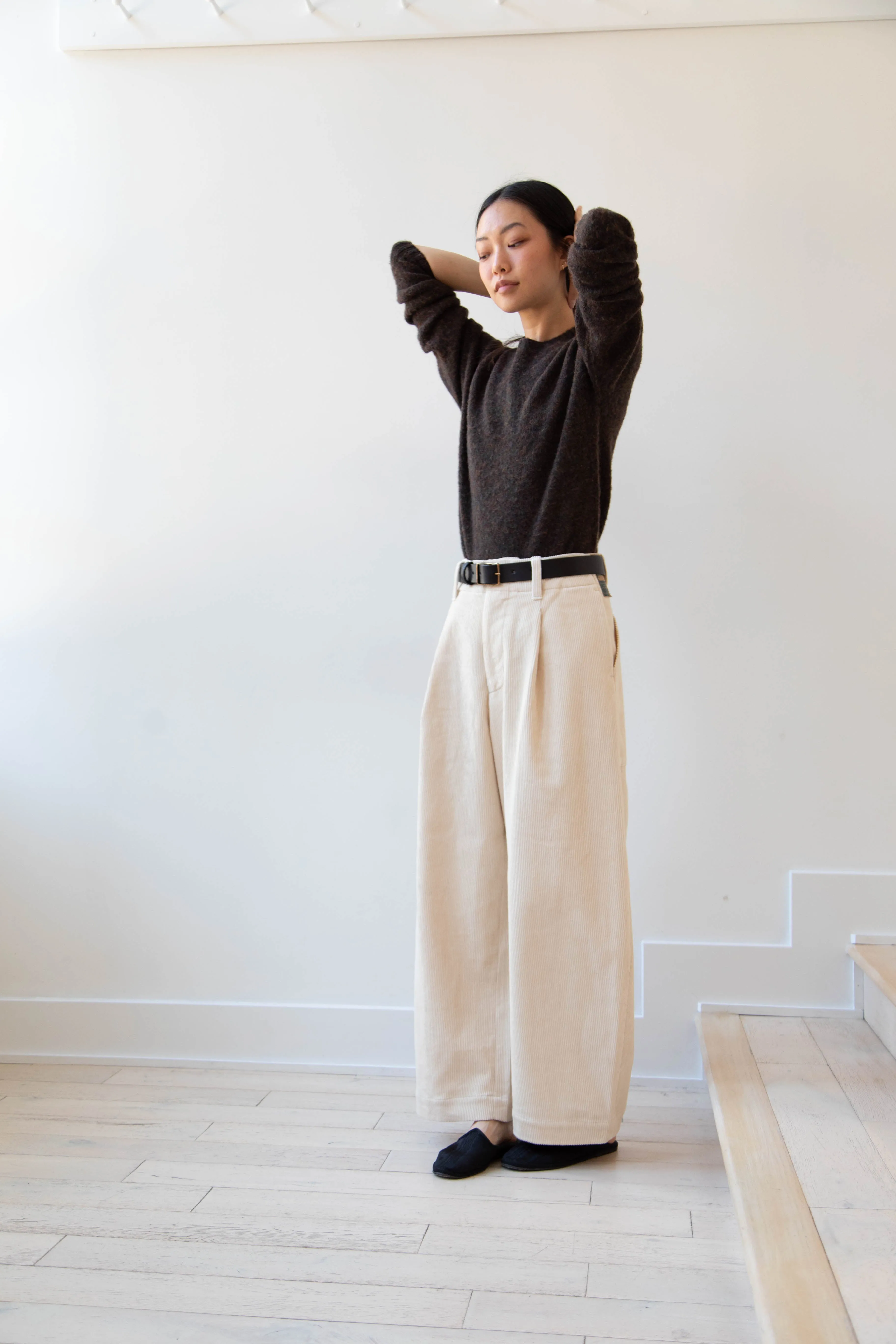 Aseedonclöud | HW Wide Corduroy Trousers in Off White