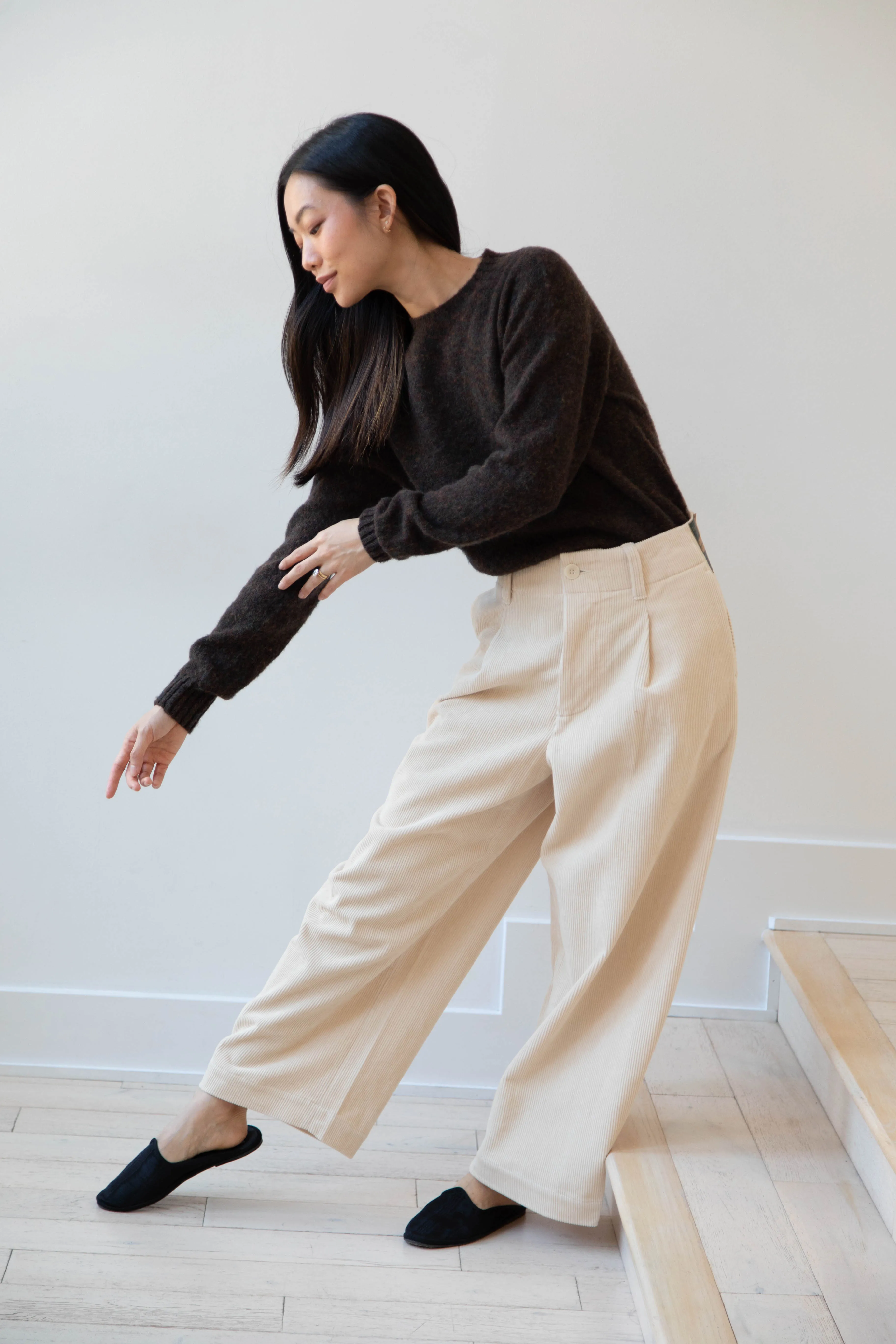 Aseedonclöud | HW Wide Corduroy Trousers in Off White