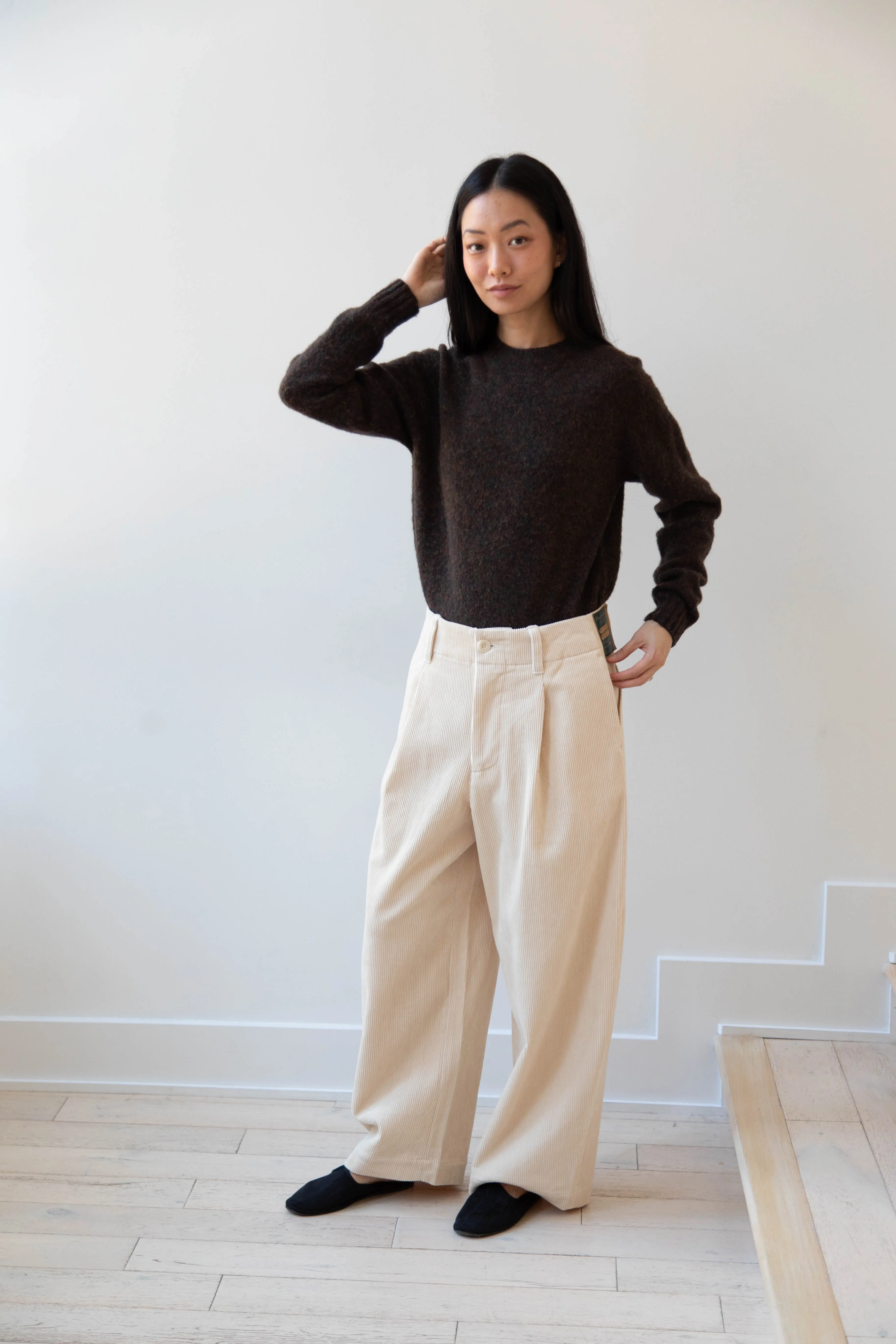 Aseedonclöud | HW Wide Corduroy Trousers in Off White