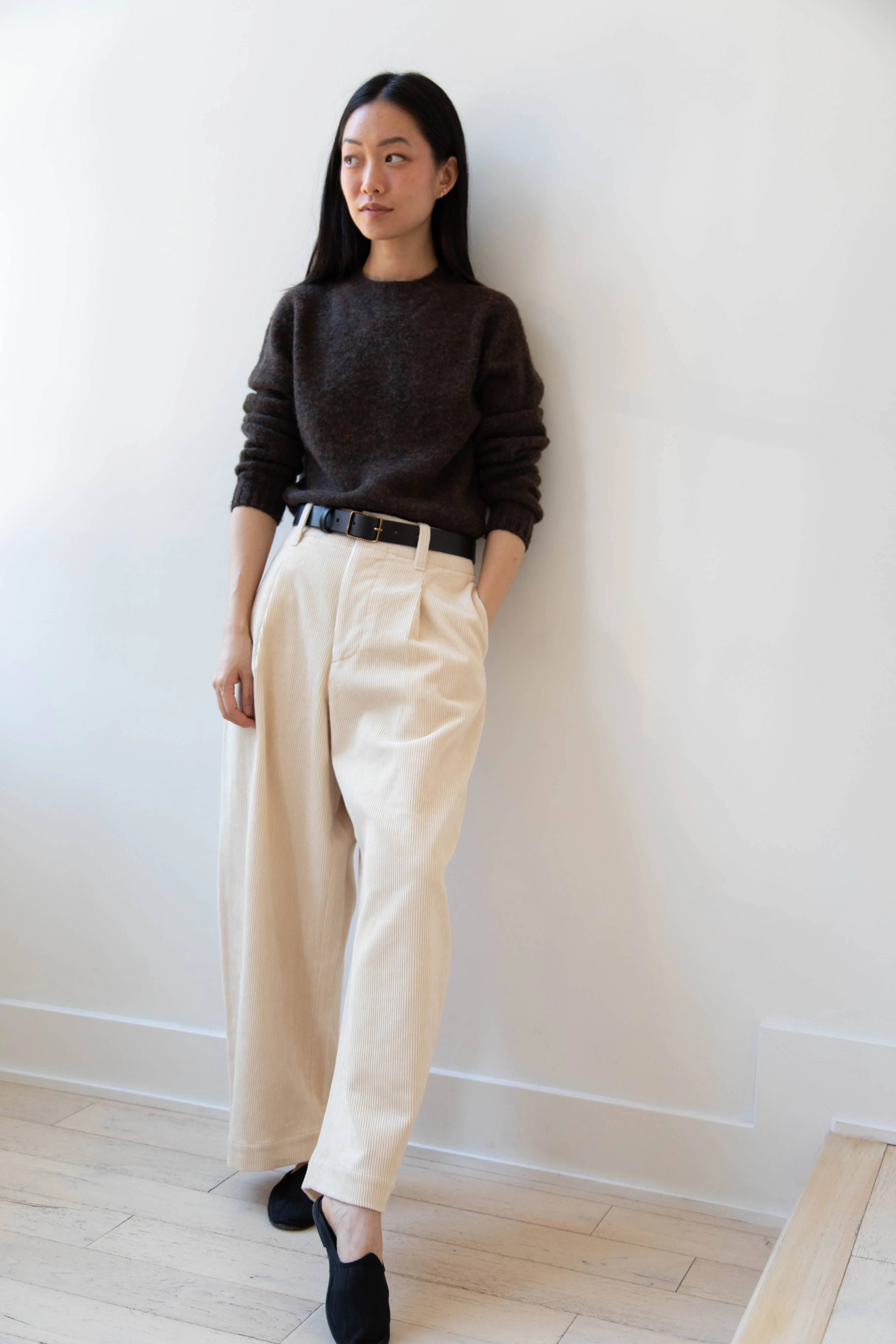 Aseedonclöud | HW Wide Corduroy Trousers in Off White