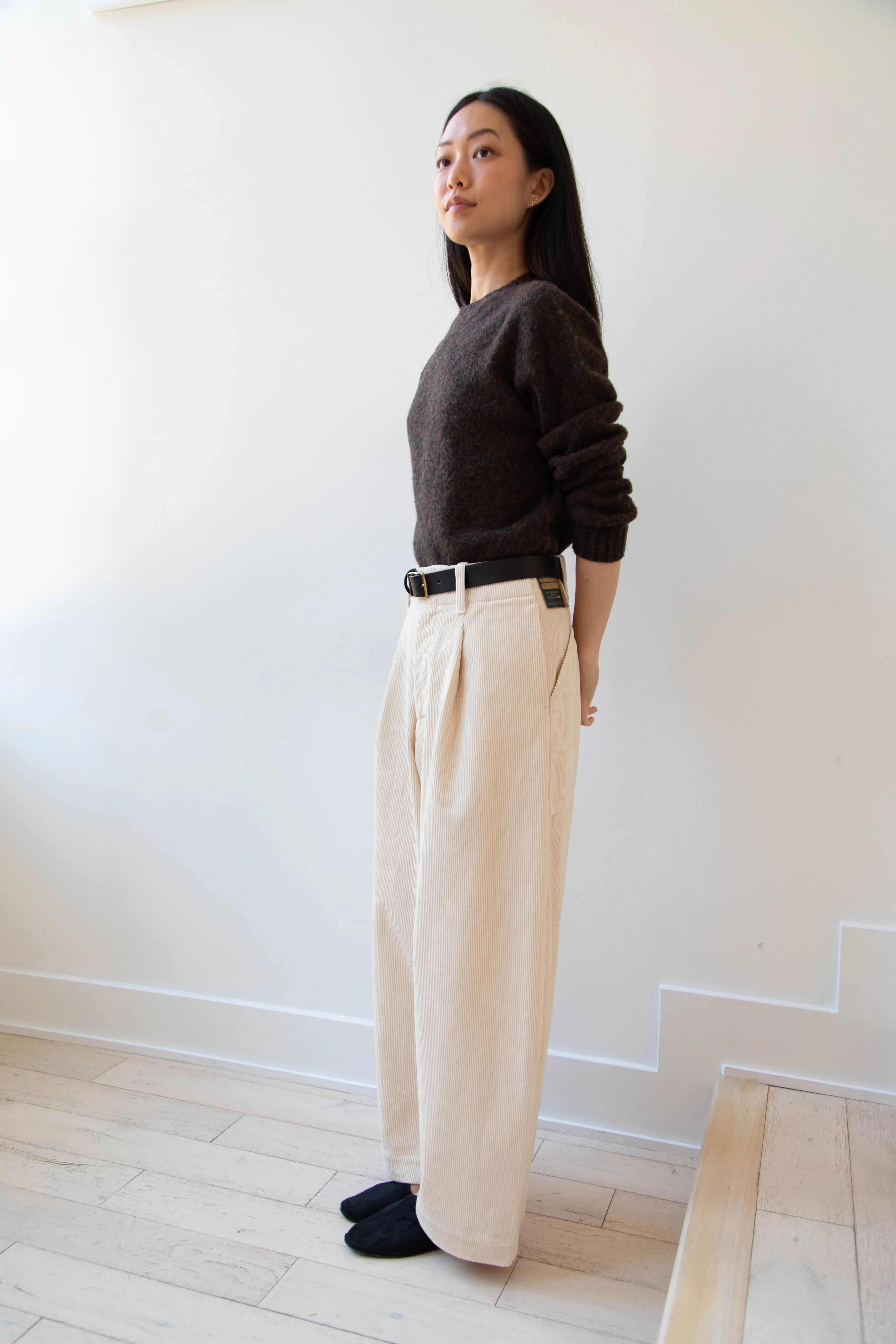 Aseedonclöud | HW Wide Corduroy Trousers in Off White