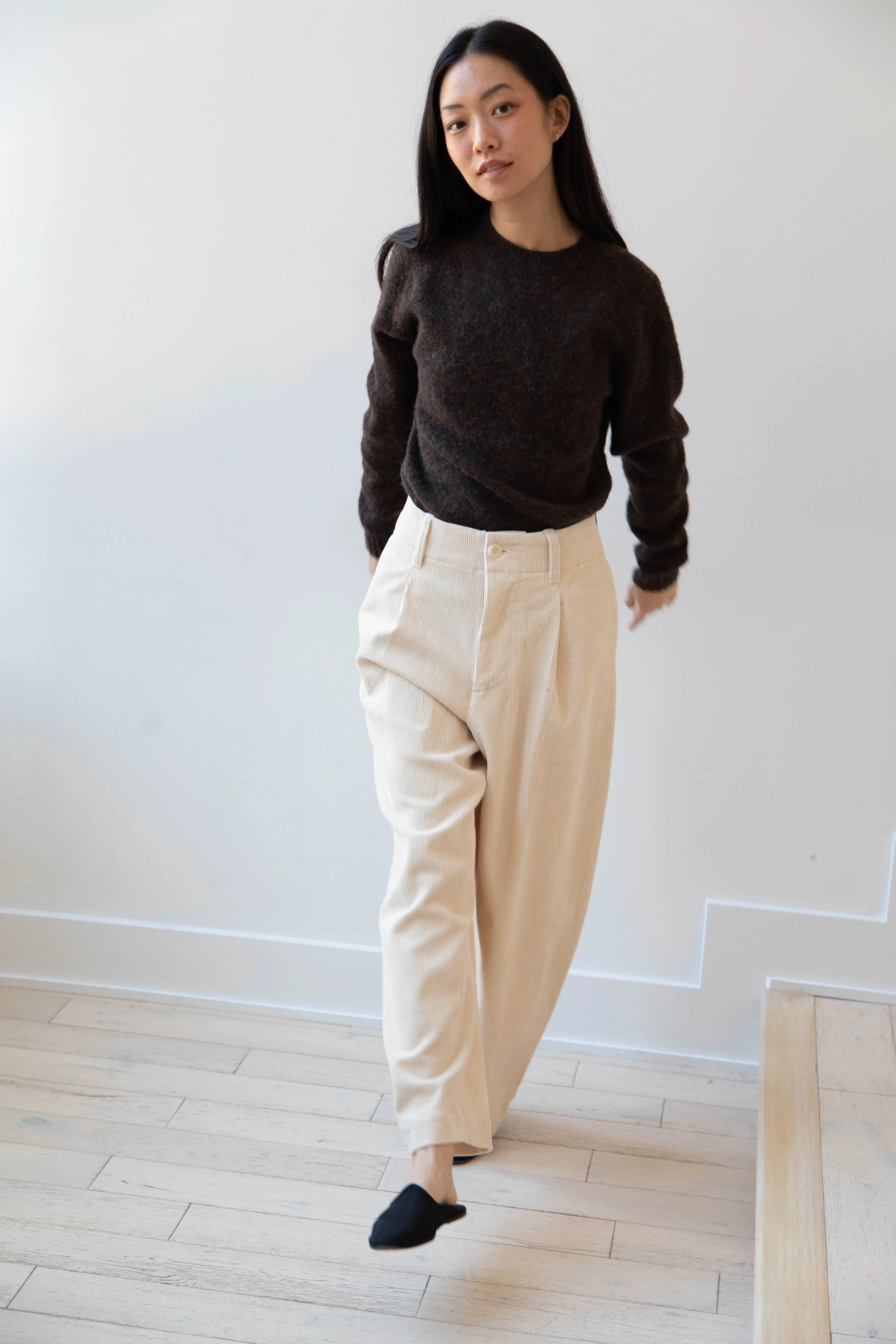 Aseedonclöud | HW Wide Corduroy Trousers in Off White