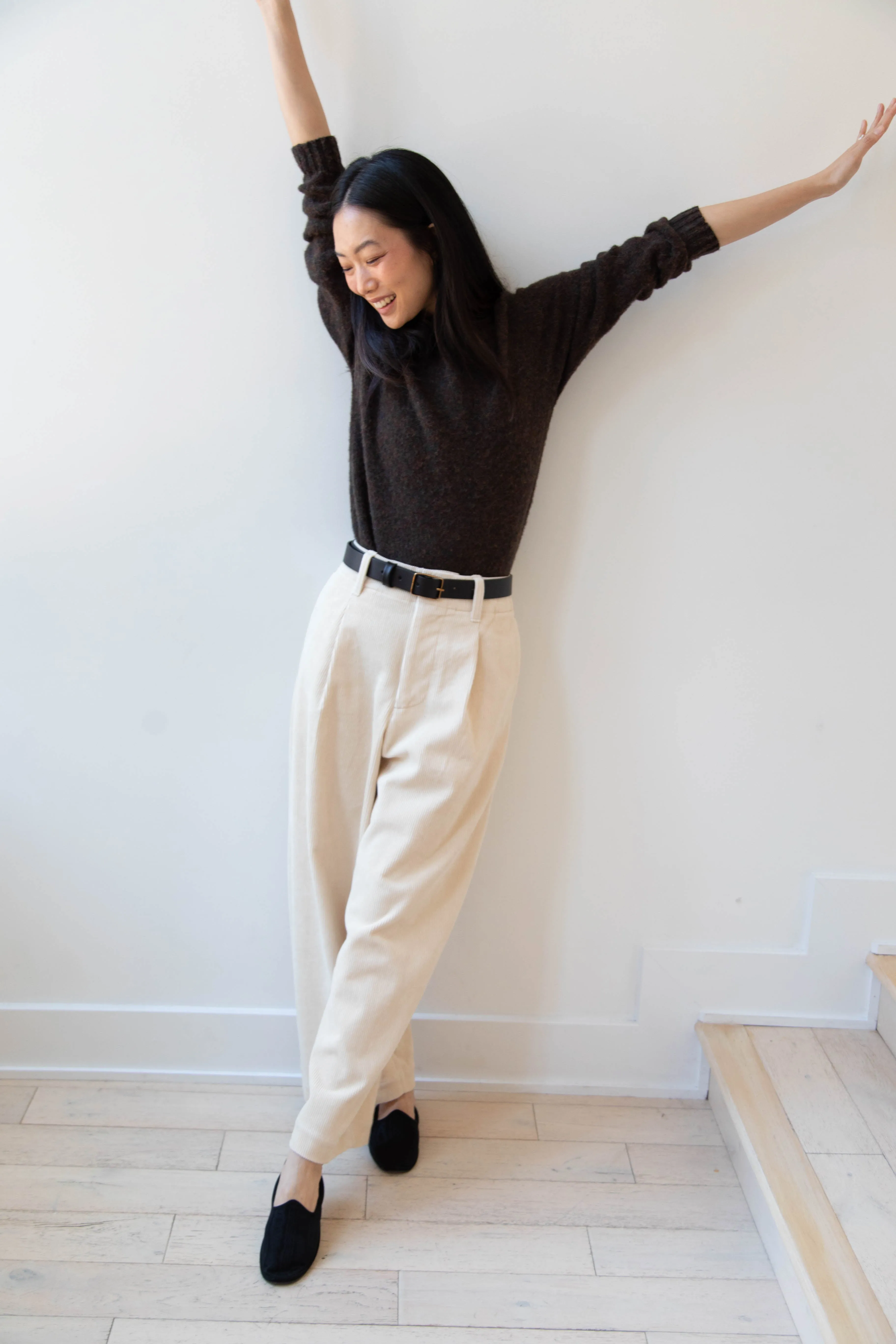 Aseedonclöud | HW Wide Corduroy Trousers in Off White