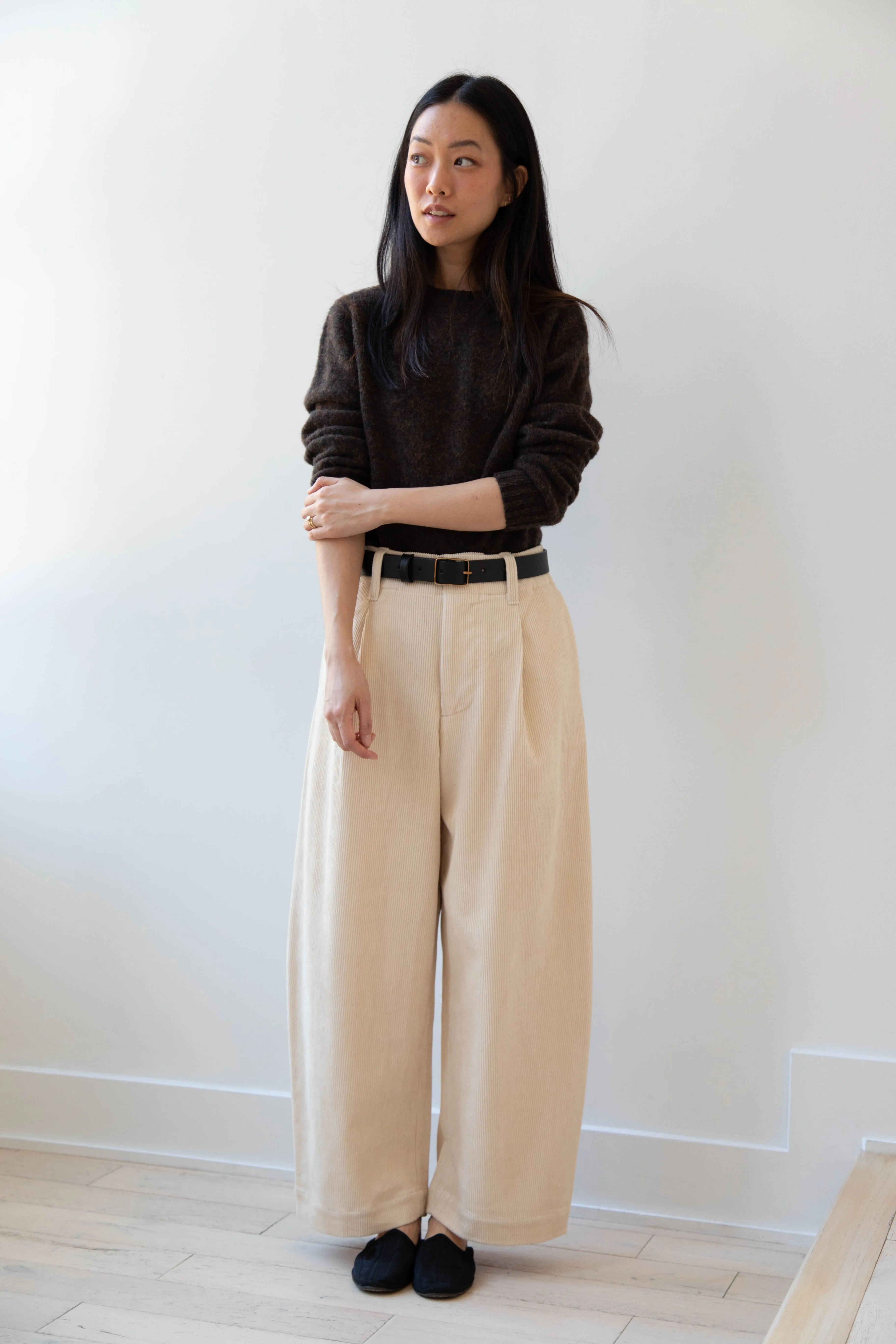 Aseedonclöud | HW Wide Corduroy Trousers in Off White