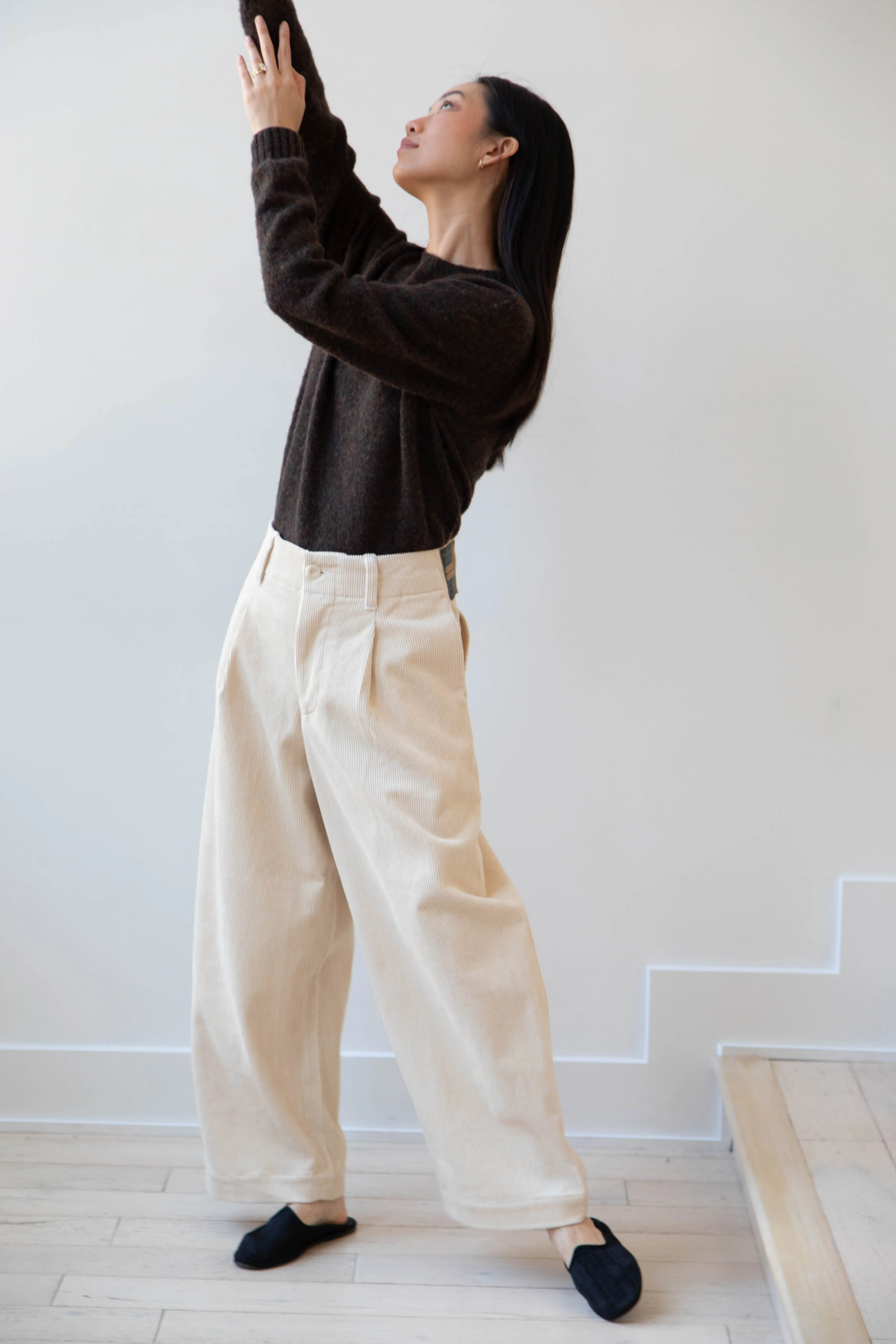 Aseedonclöud | HW Wide Corduroy Trousers in Off White