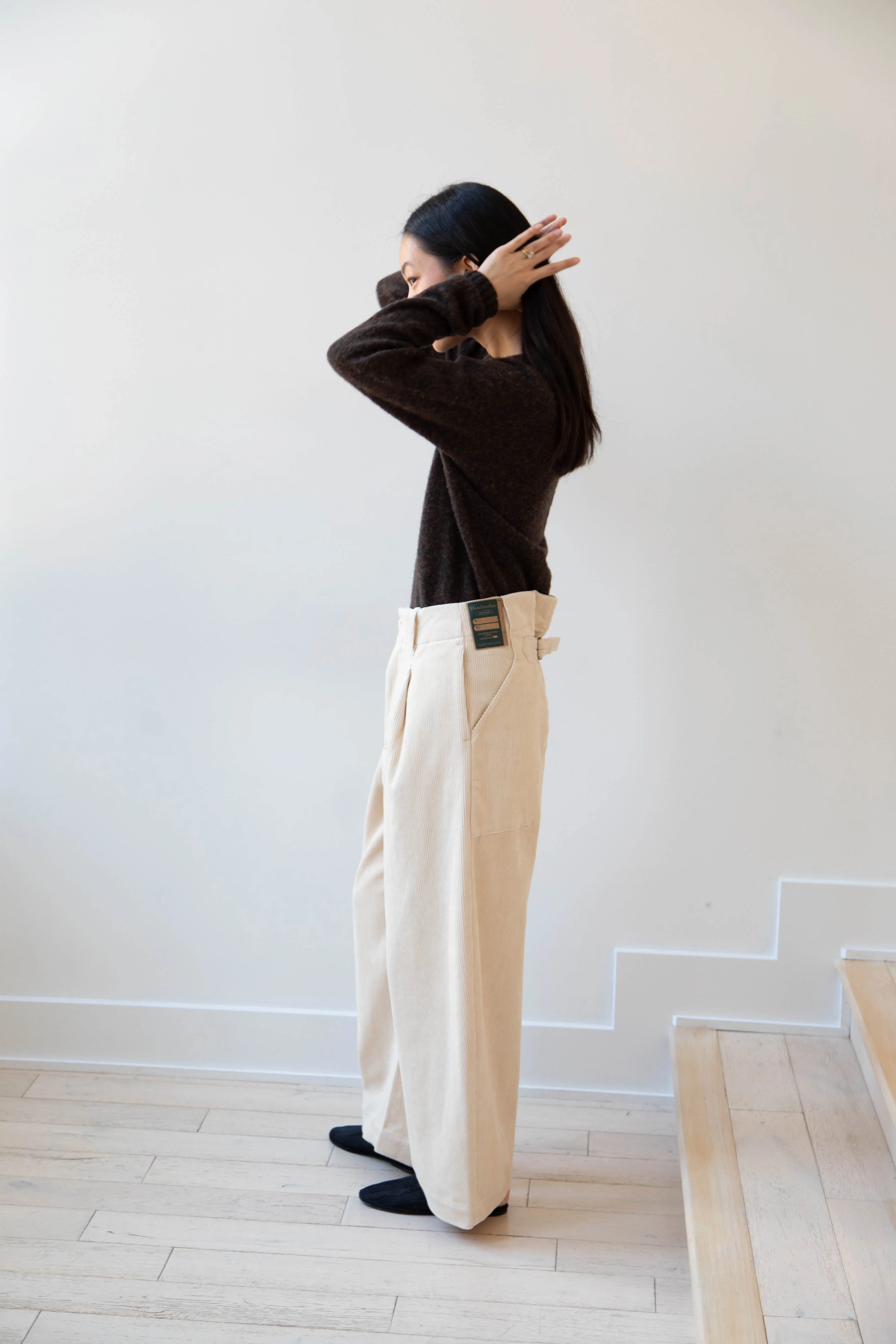 Aseedonclöud | HW Wide Corduroy Trousers in Off White