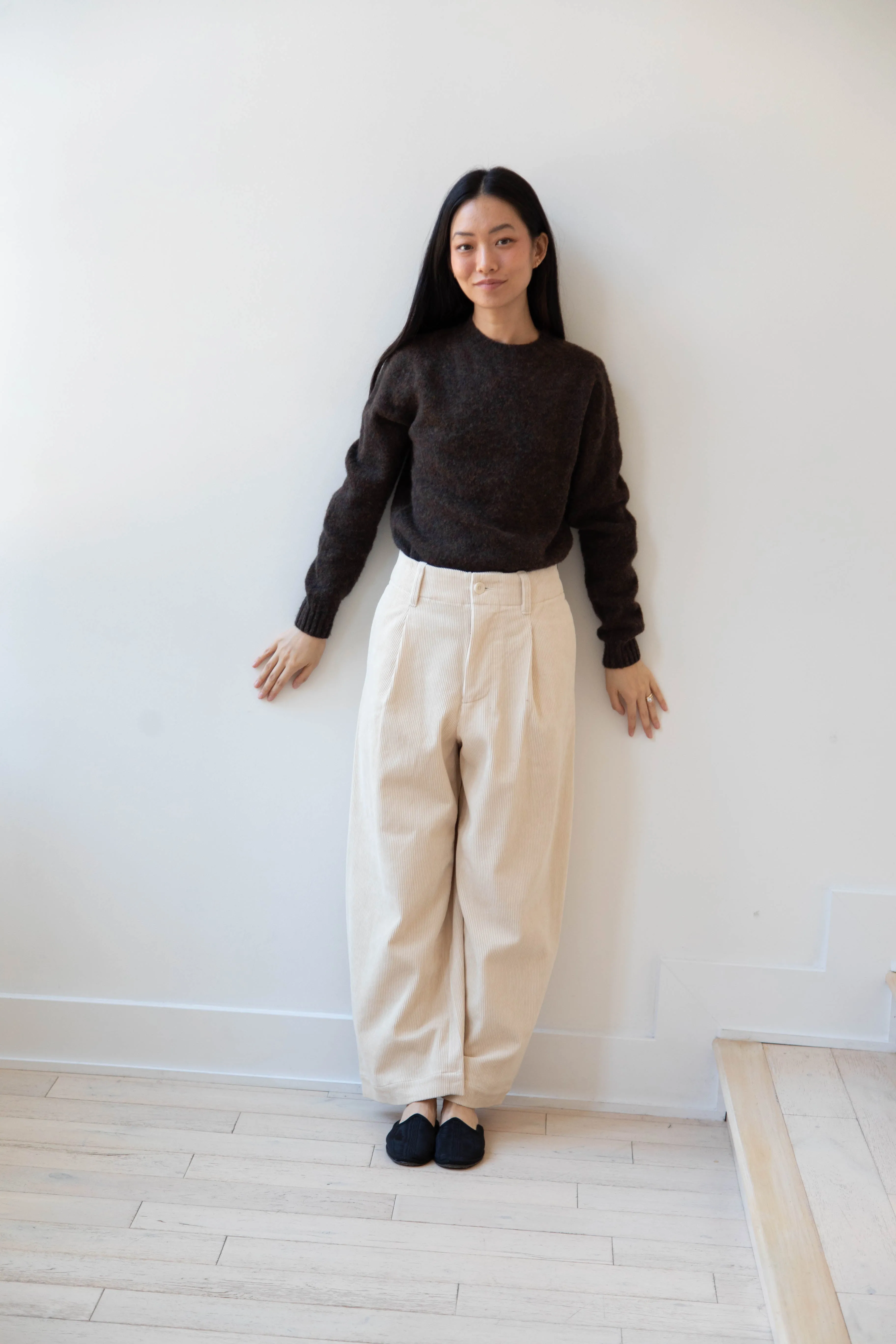 Aseedonclöud | HW Wide Corduroy Trousers in Off White