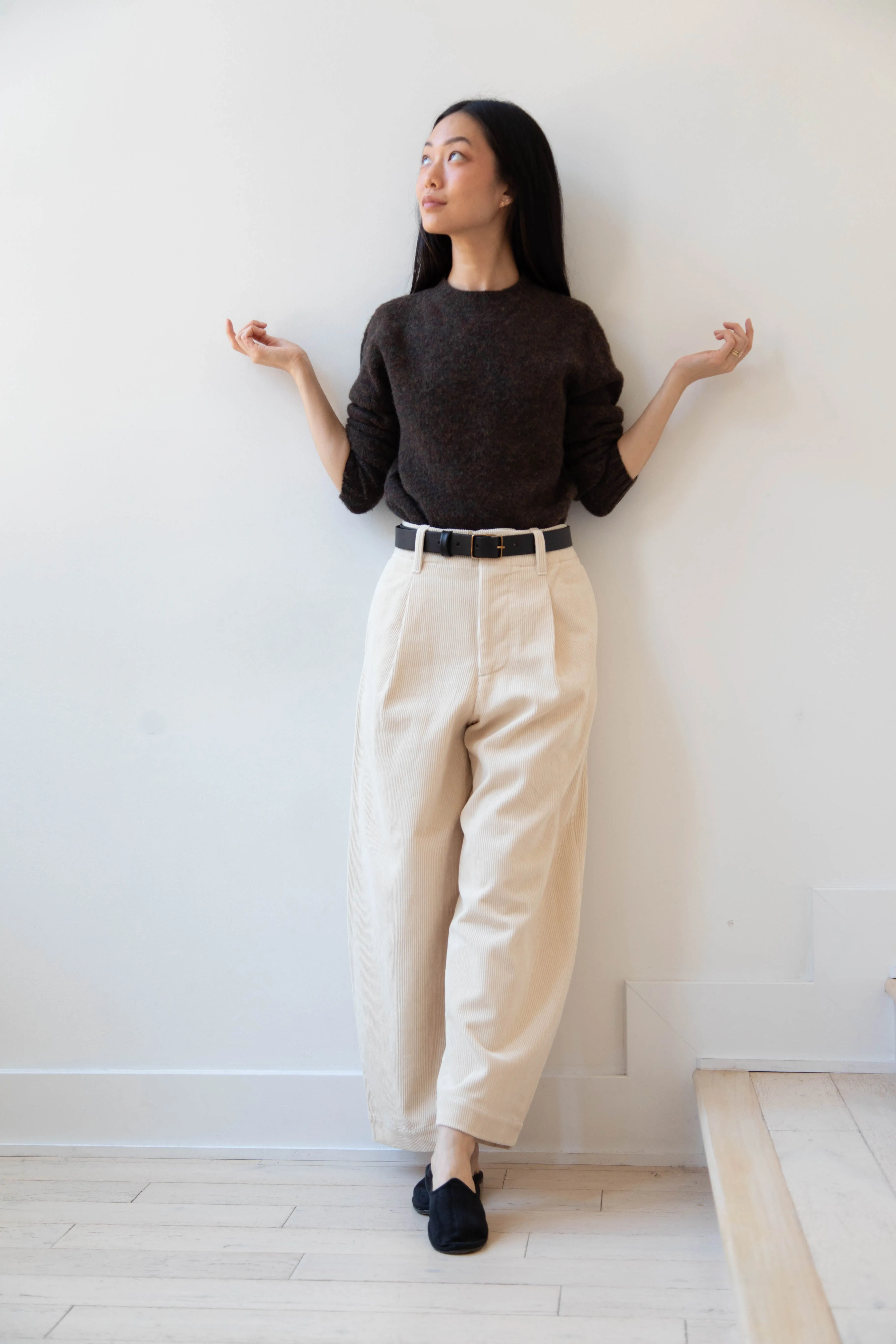 Aseedonclöud | HW Wide Corduroy Trousers in Off White