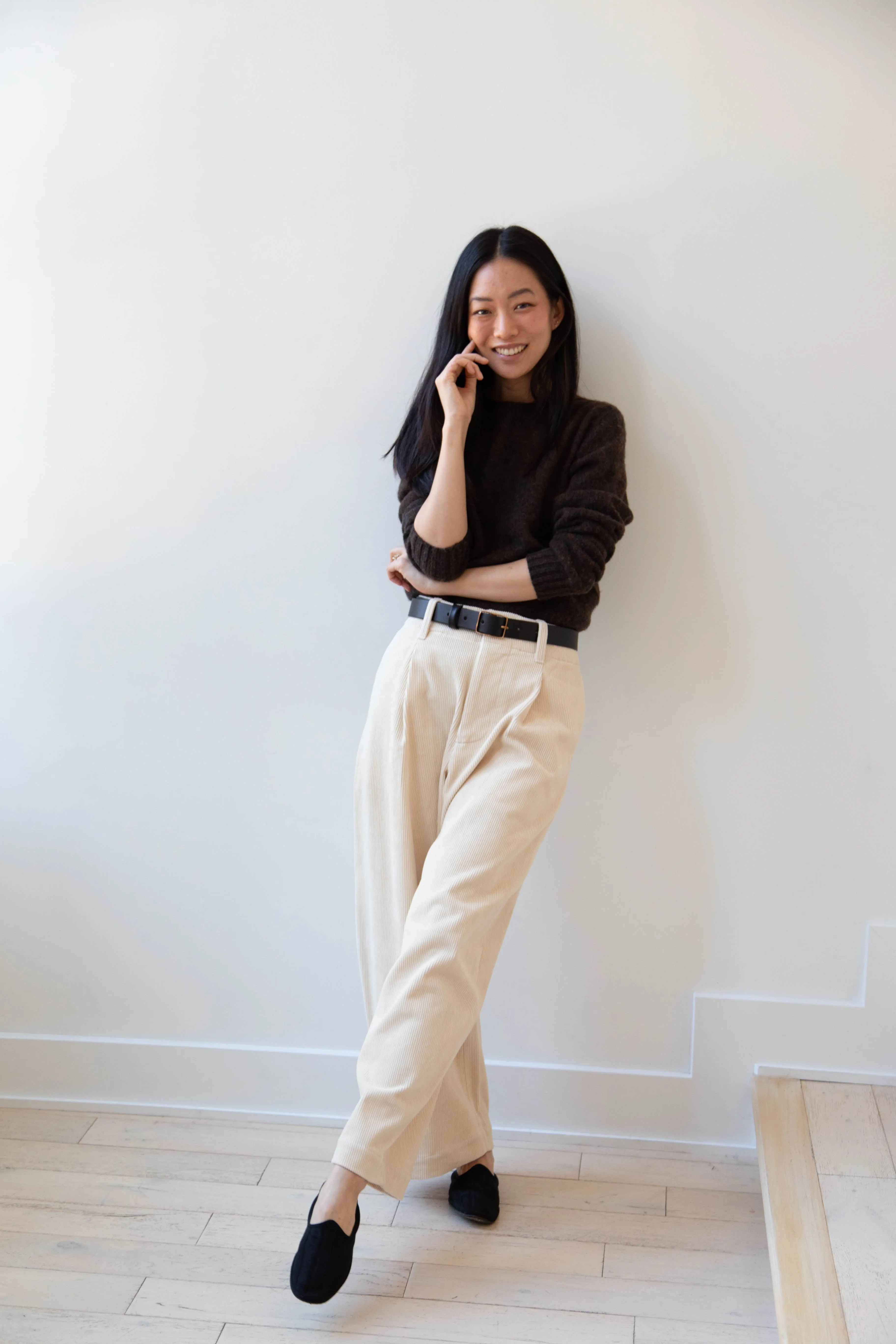 Aseedonclöud | HW Wide Corduroy Trousers in Off White