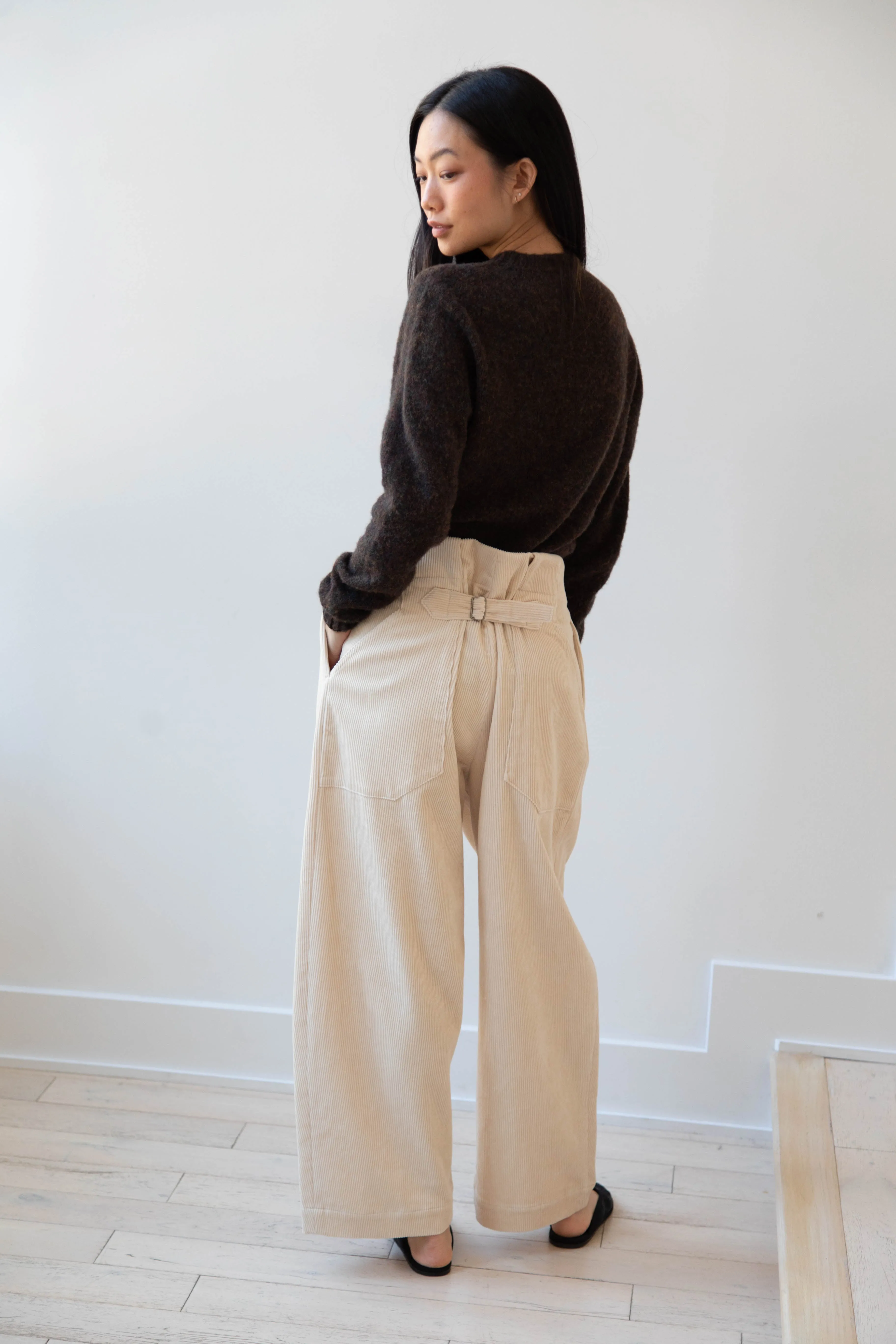 Aseedonclöud | HW Wide Corduroy Trousers in Off White