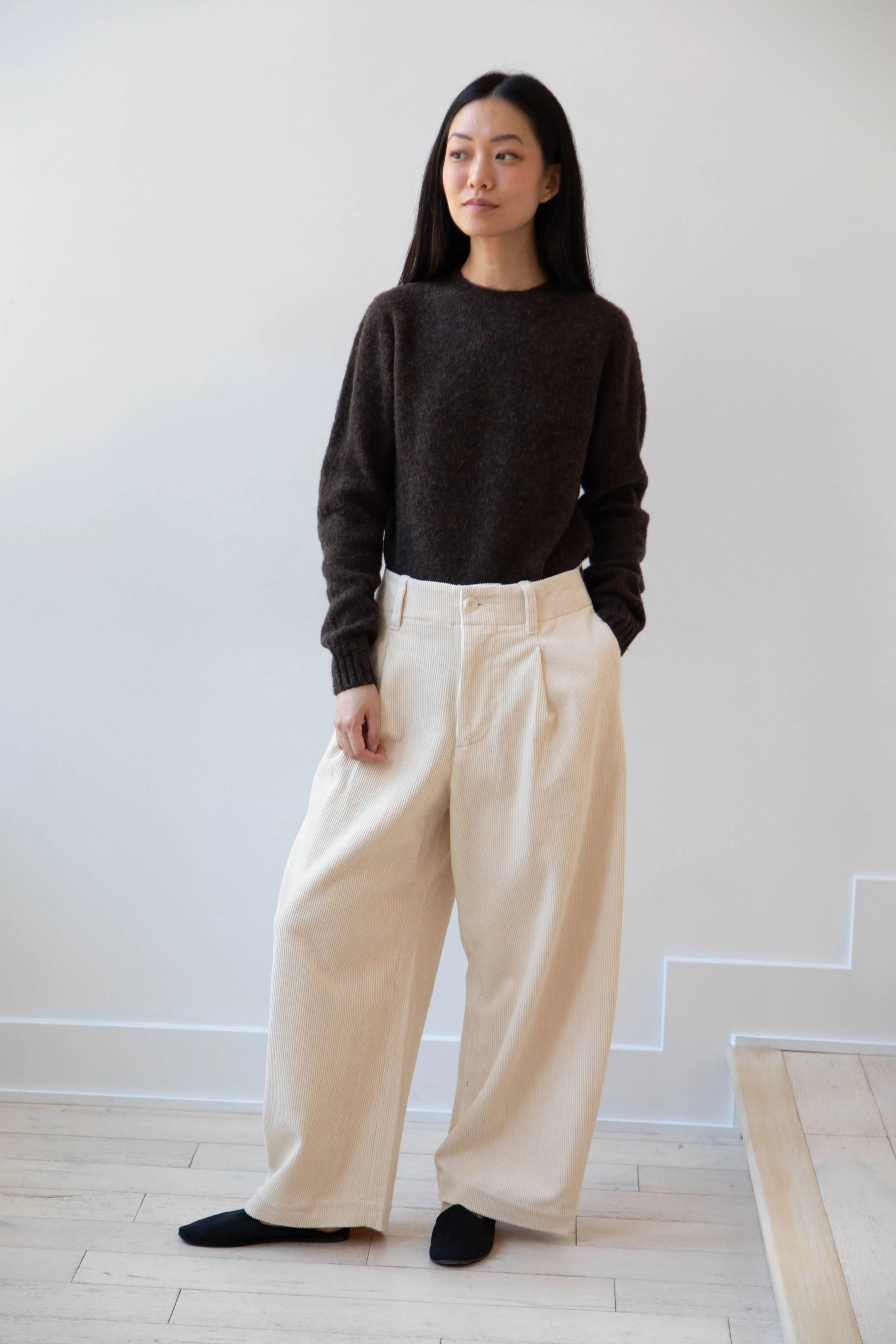 Aseedonclöud | HW Wide Corduroy Trousers in Off White