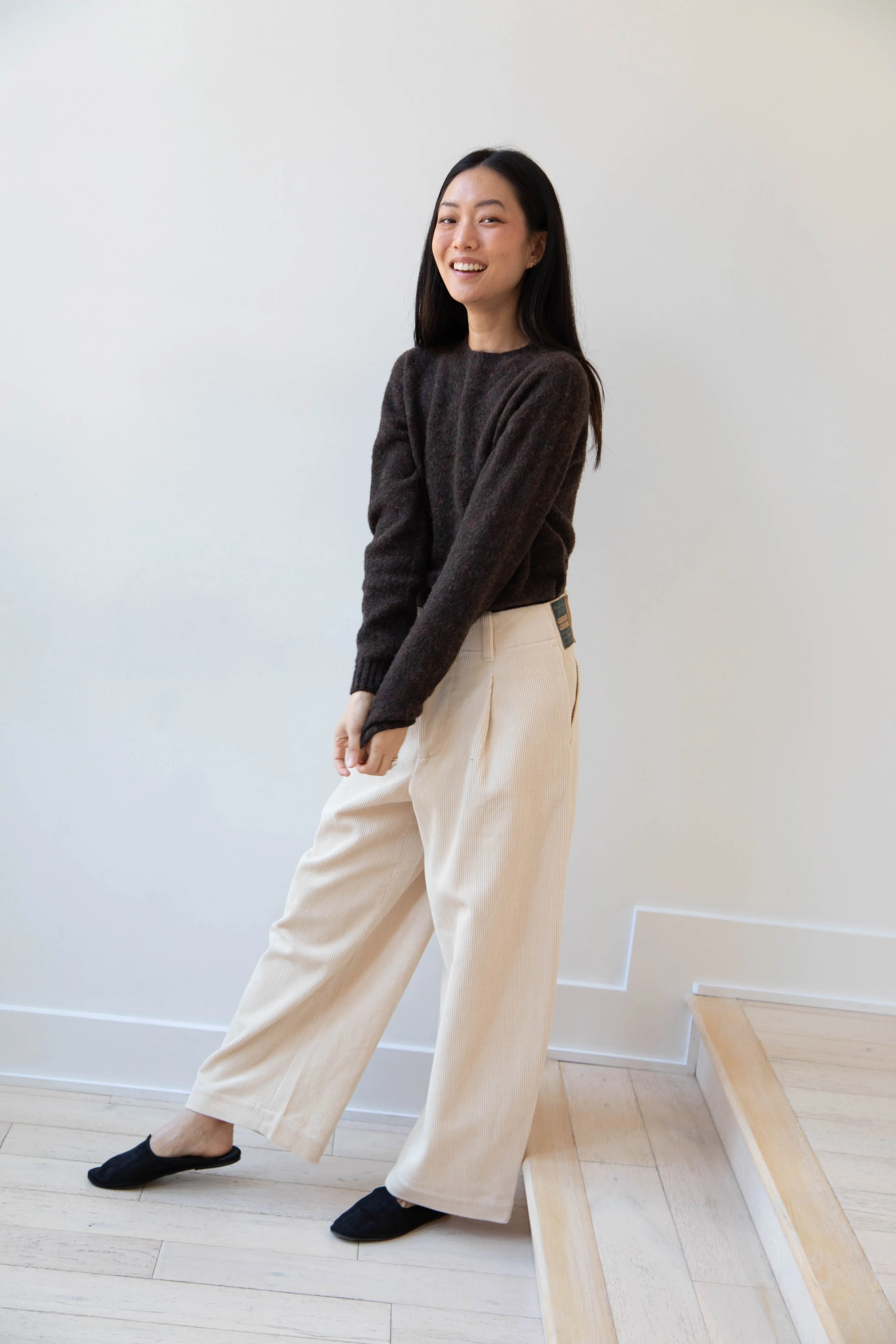 Aseedonclöud | HW Wide Corduroy Trousers in Off White