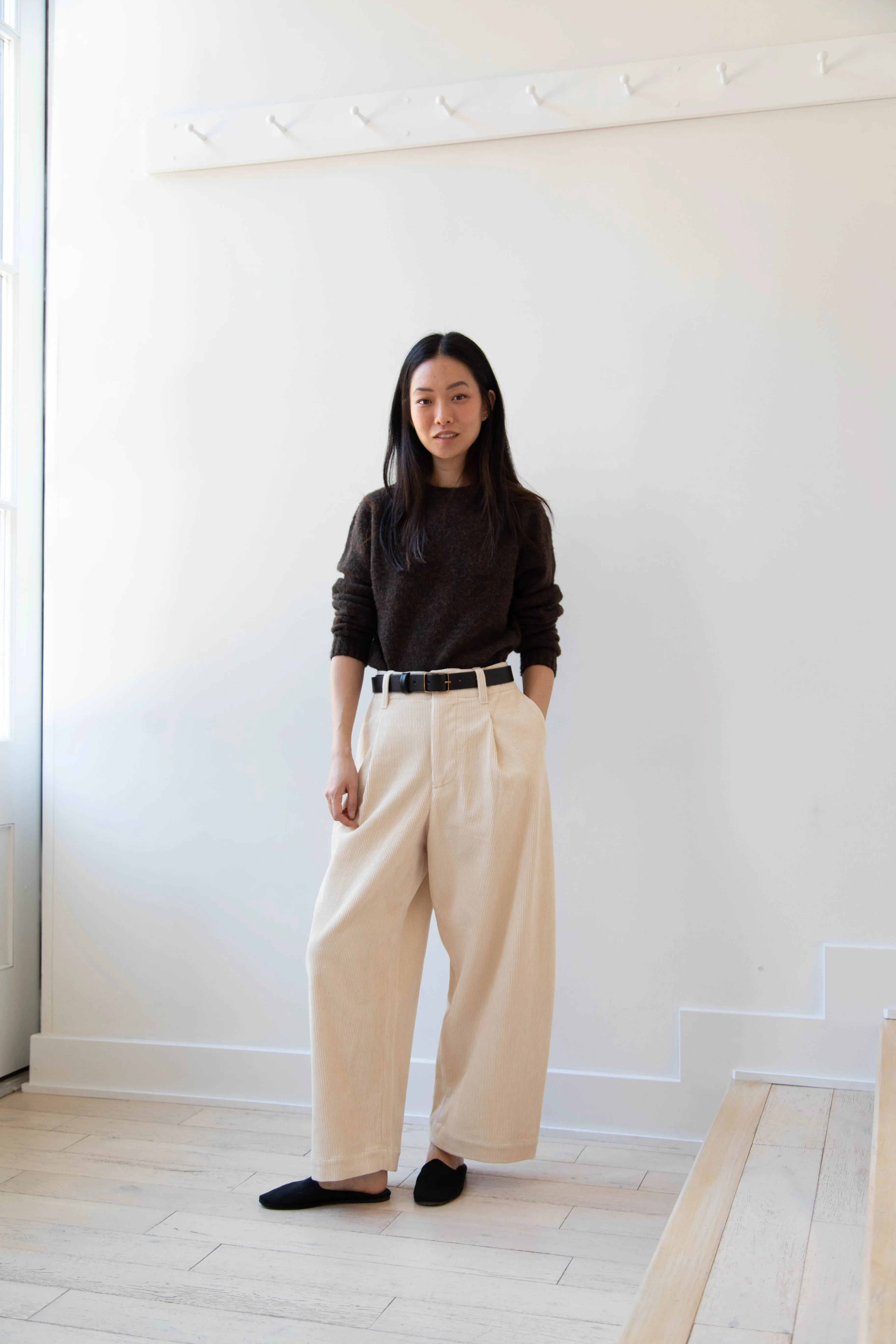 Aseedonclöud | HW Wide Corduroy Trousers in Off White