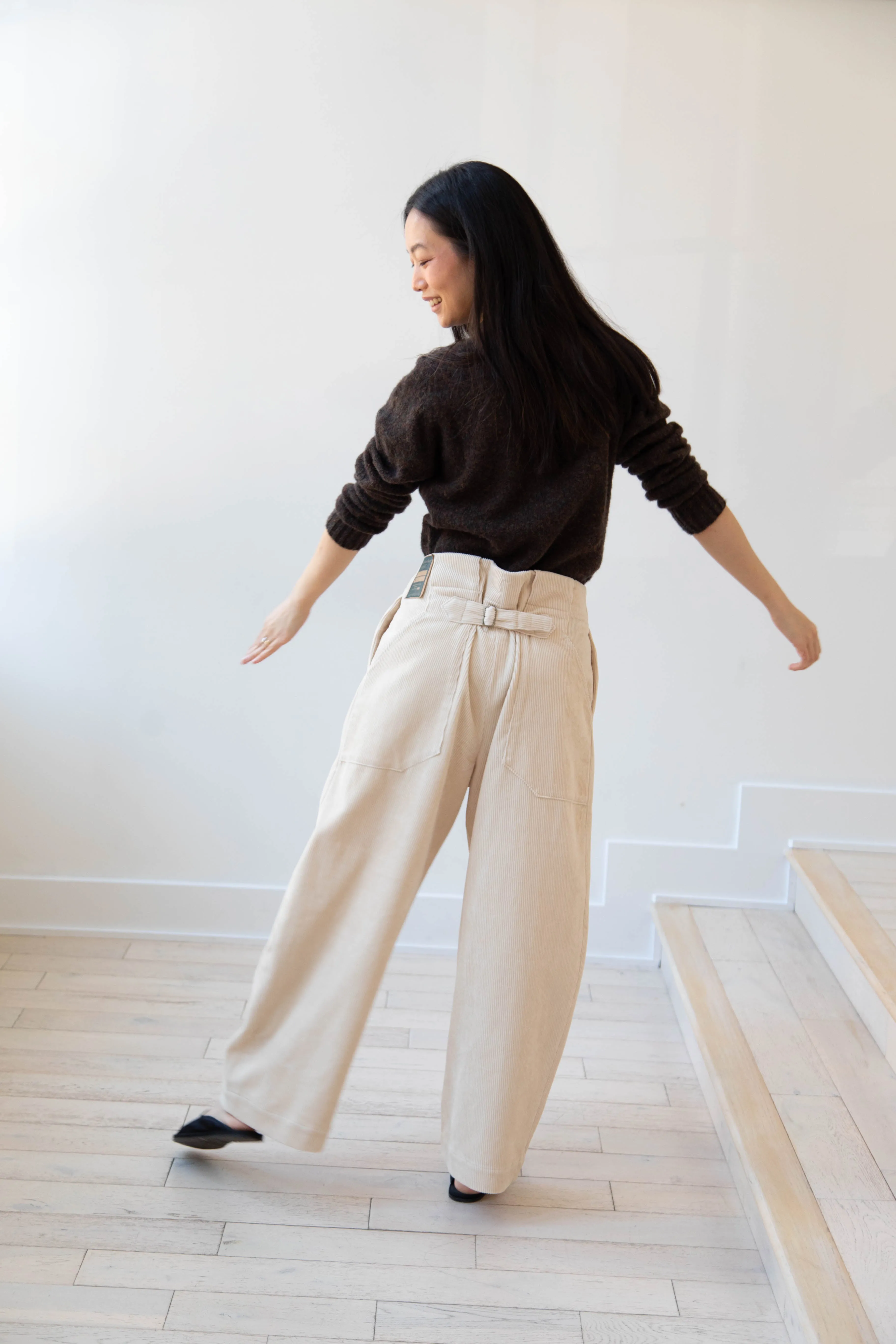 Aseedonclöud | HW Wide Corduroy Trousers in Off White