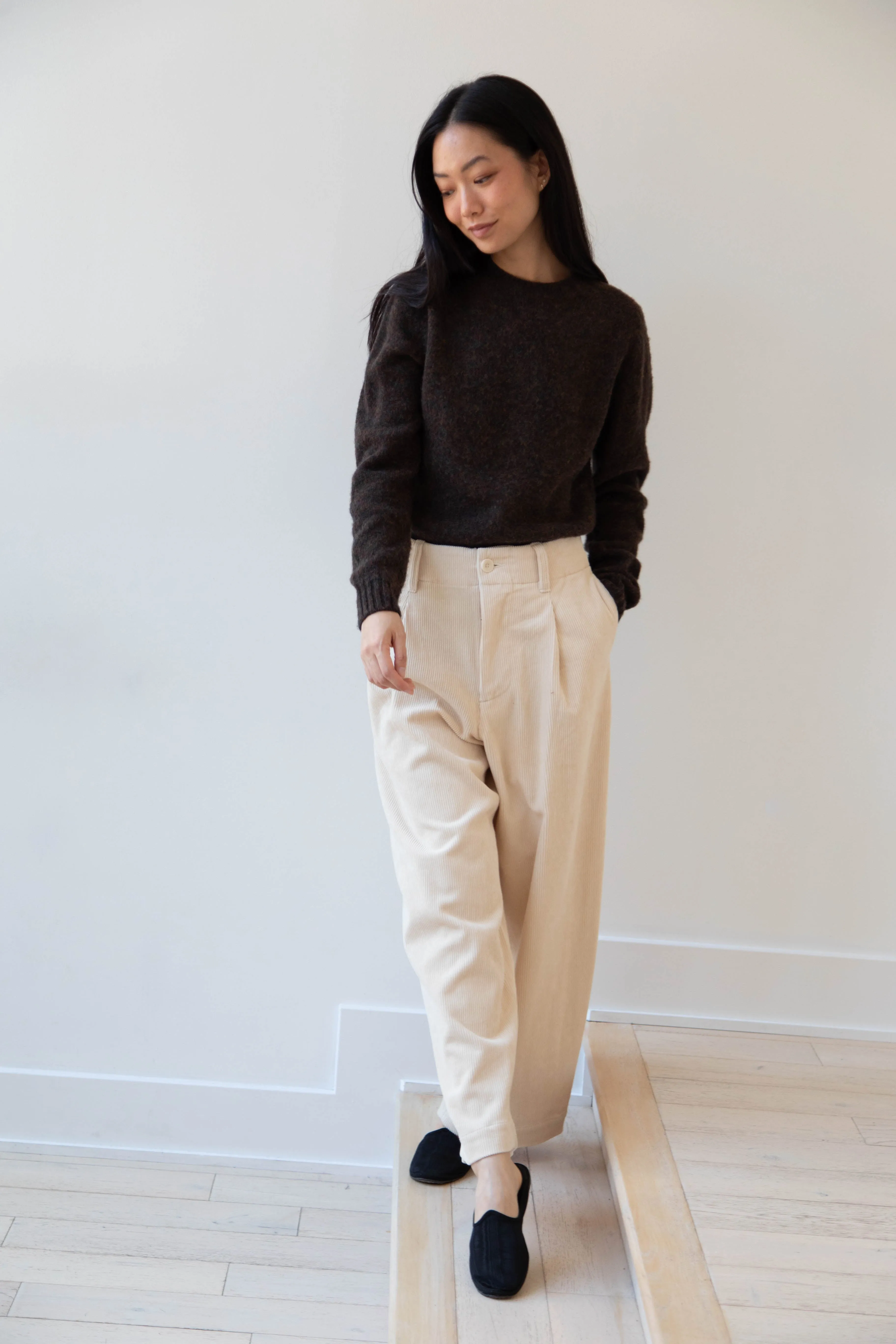 Aseedonclöud | HW Wide Corduroy Trousers in Off White