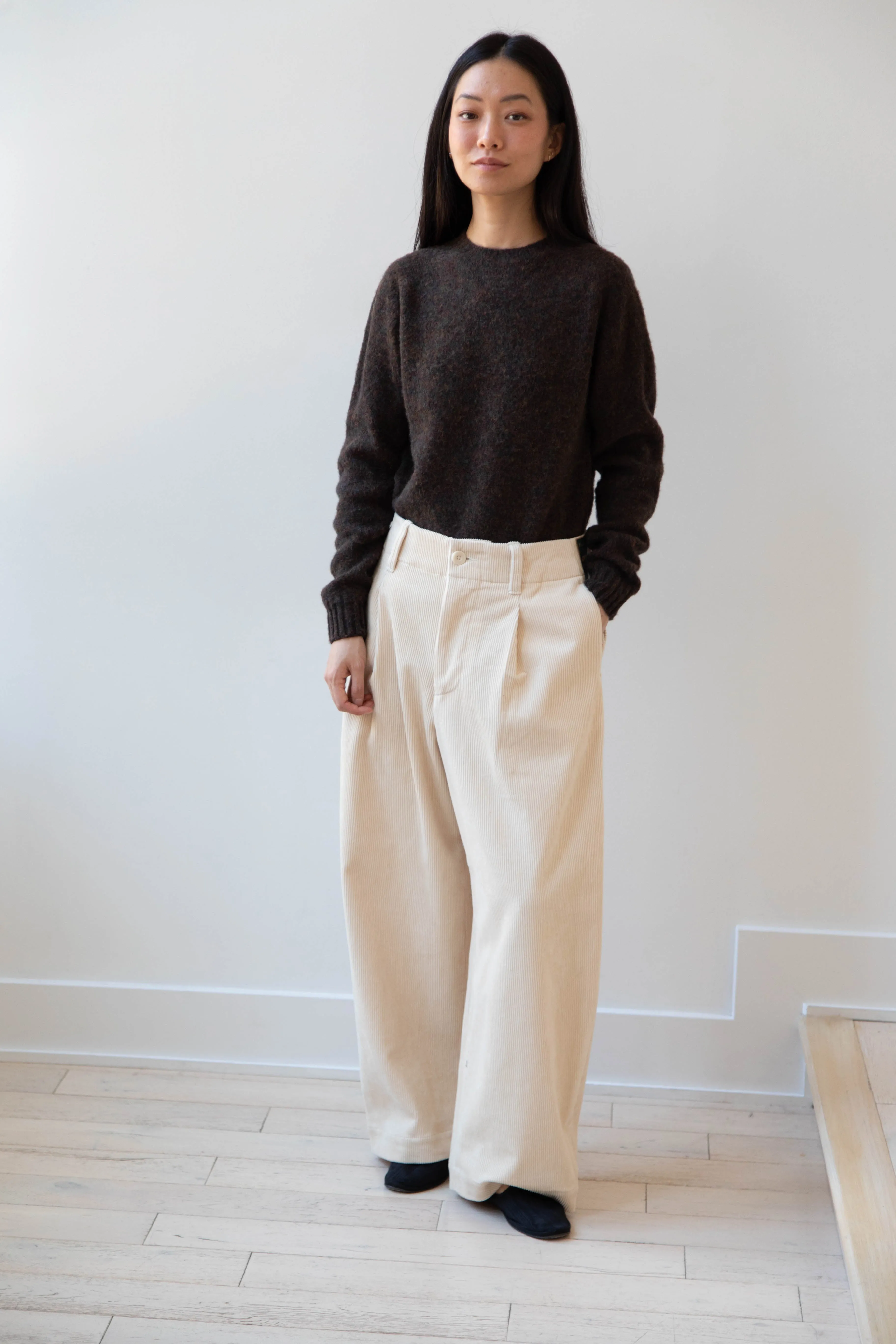 Aseedonclöud | HW Wide Corduroy Trousers in Off White