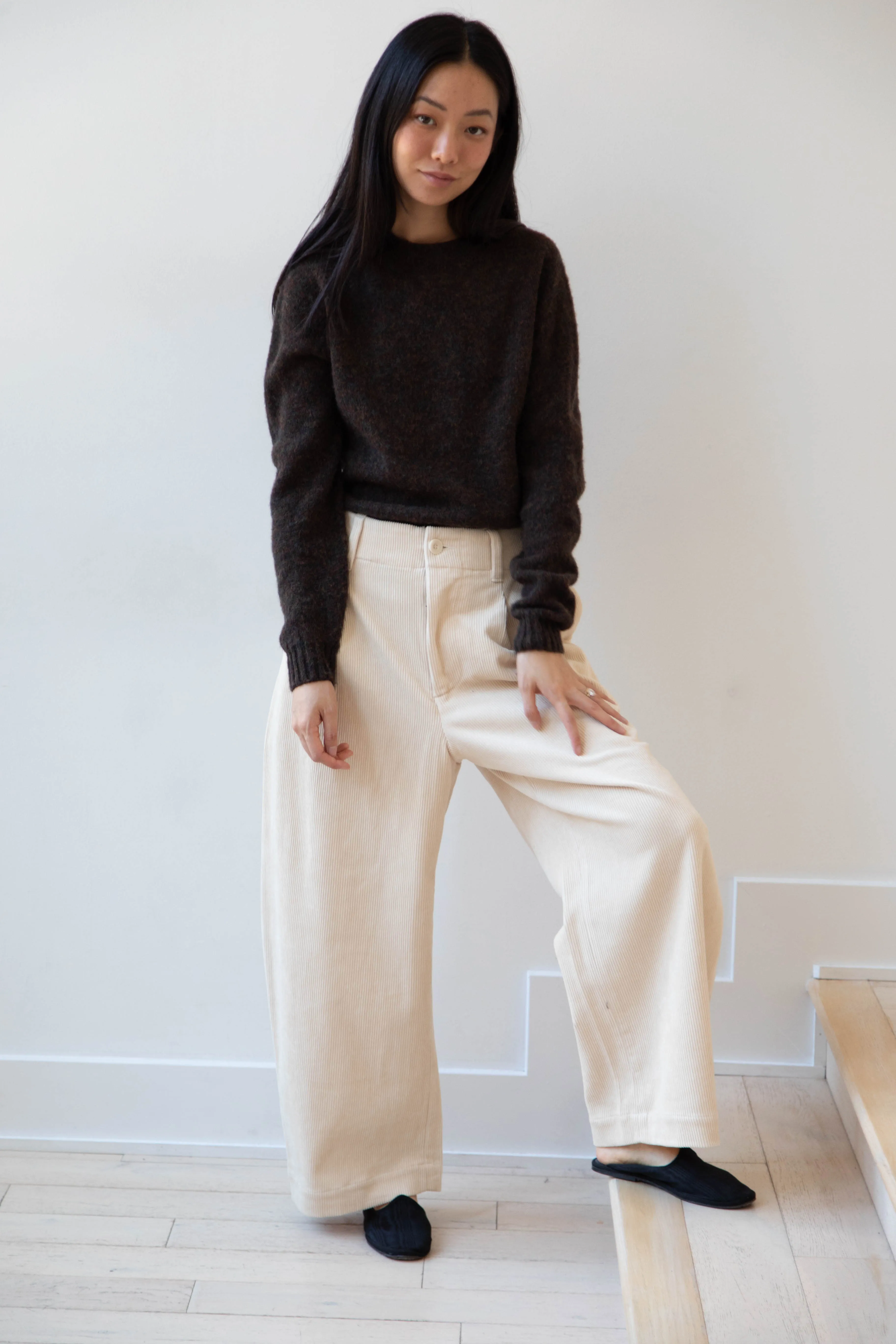 Aseedonclöud | HW Wide Corduroy Trousers in Off White