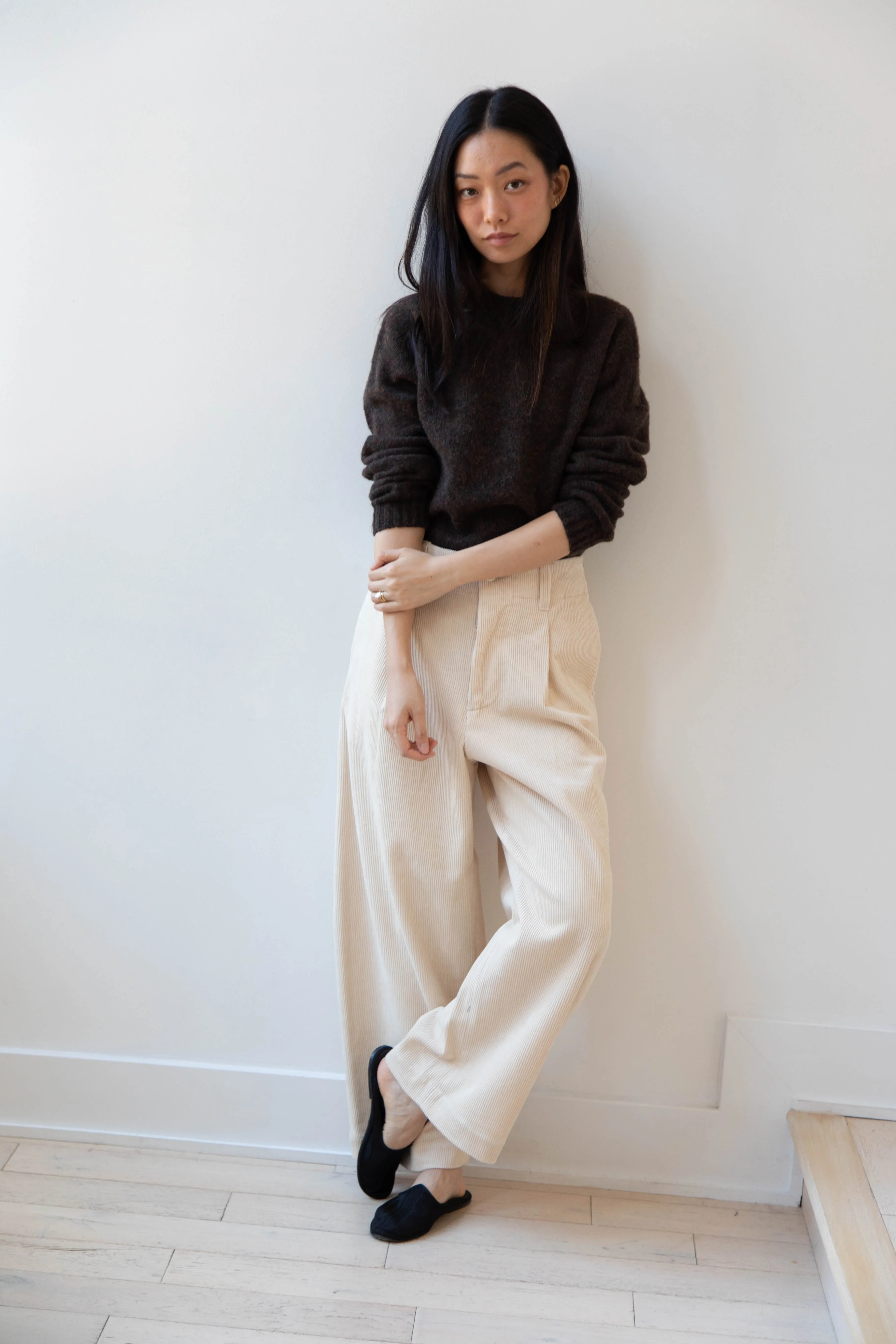 Aseedonclöud | HW Wide Corduroy Trousers in Off White