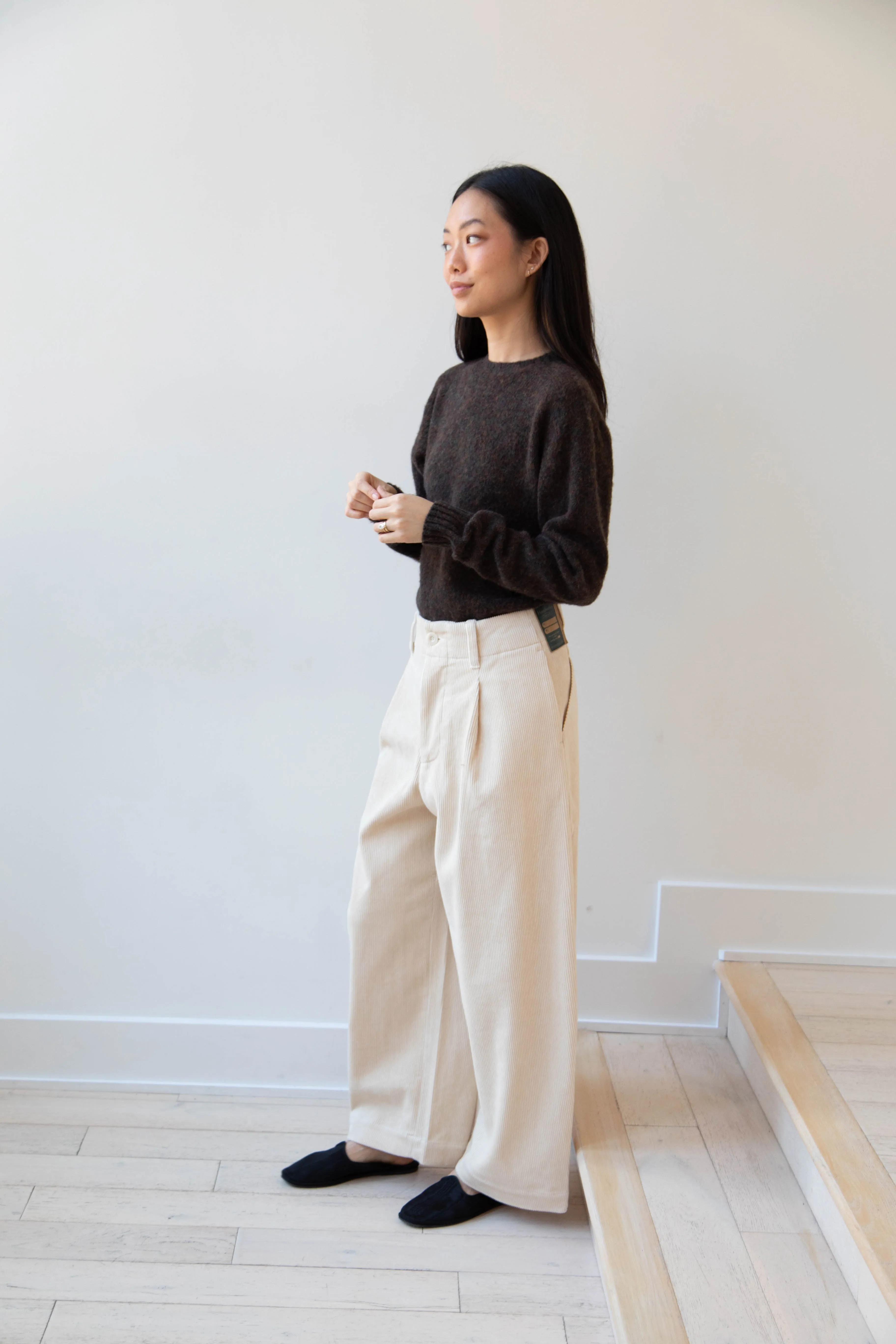 Aseedonclöud | HW Wide Corduroy Trousers in Off White