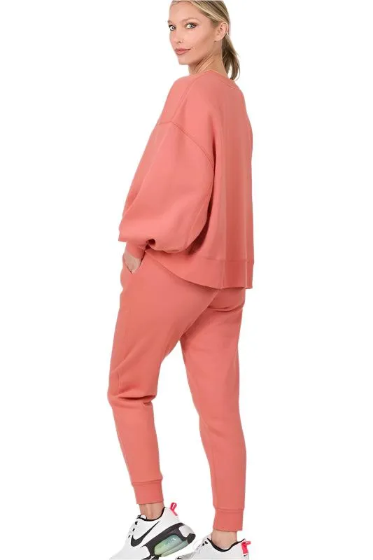 Balloon Sleeve Sweatshirt & Sweatpants Set