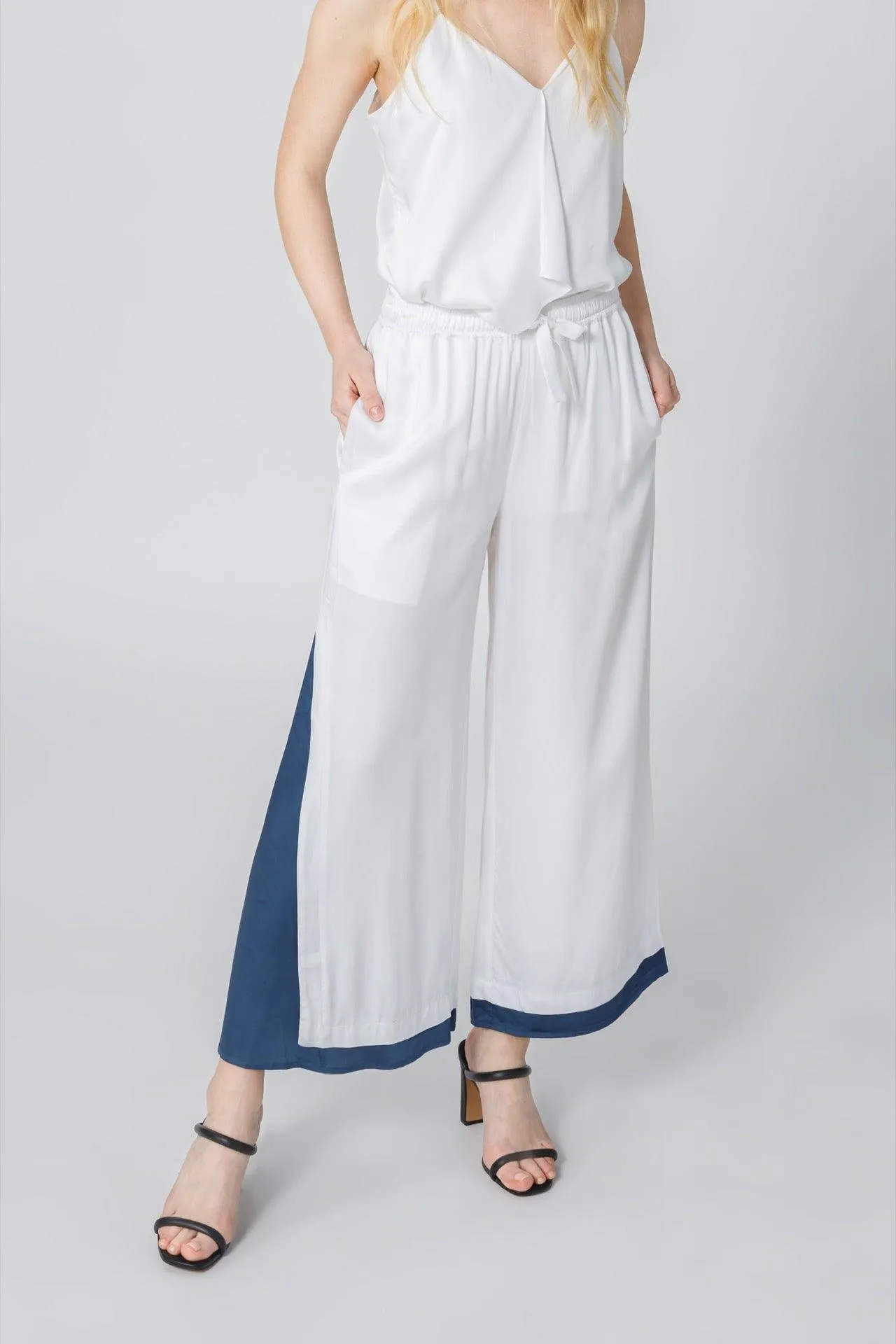 Bamboo Viscose Wide Leg Side Panel Pants