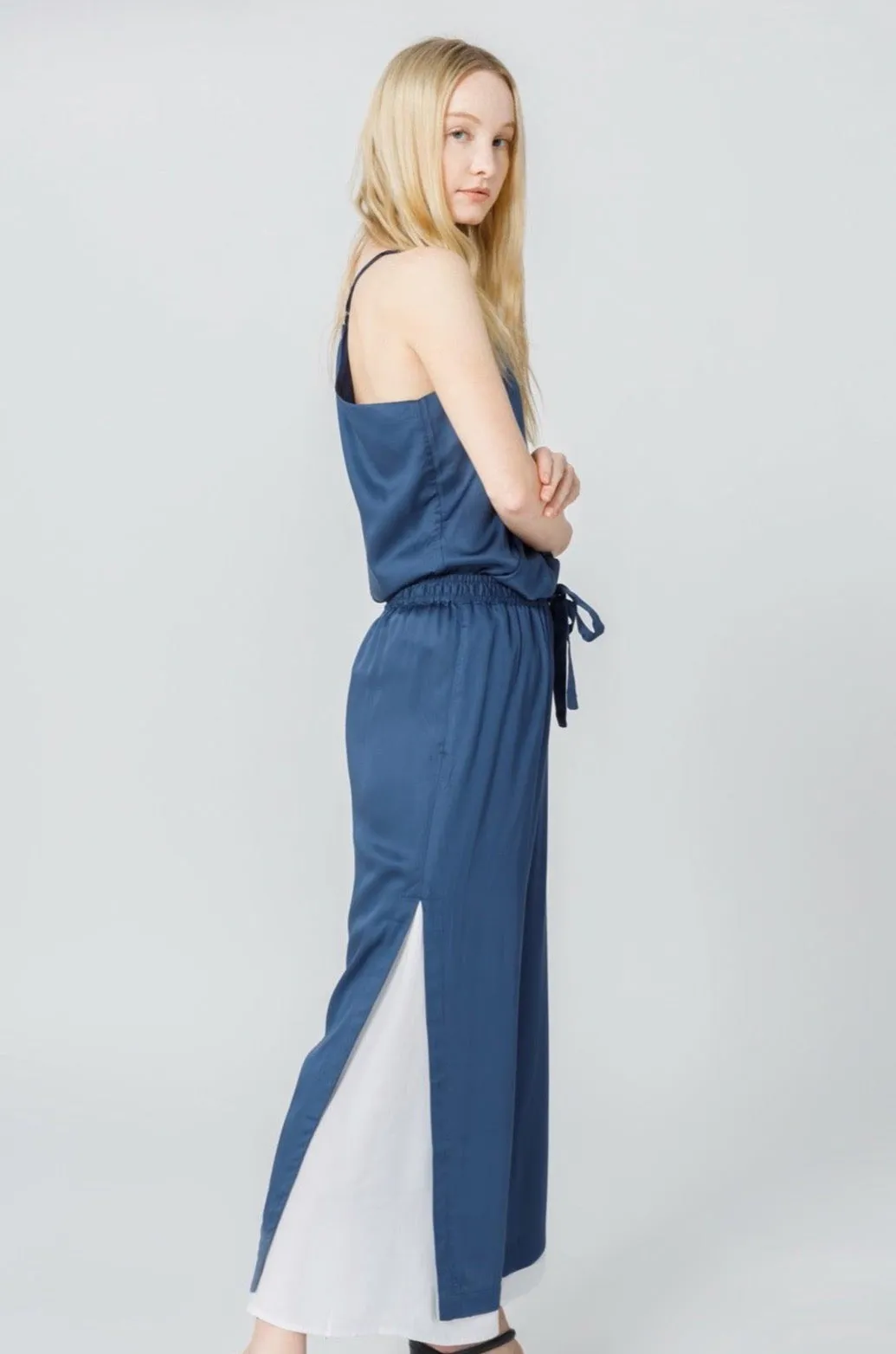 Bamboo Viscose Wide Leg Side Panel Pants